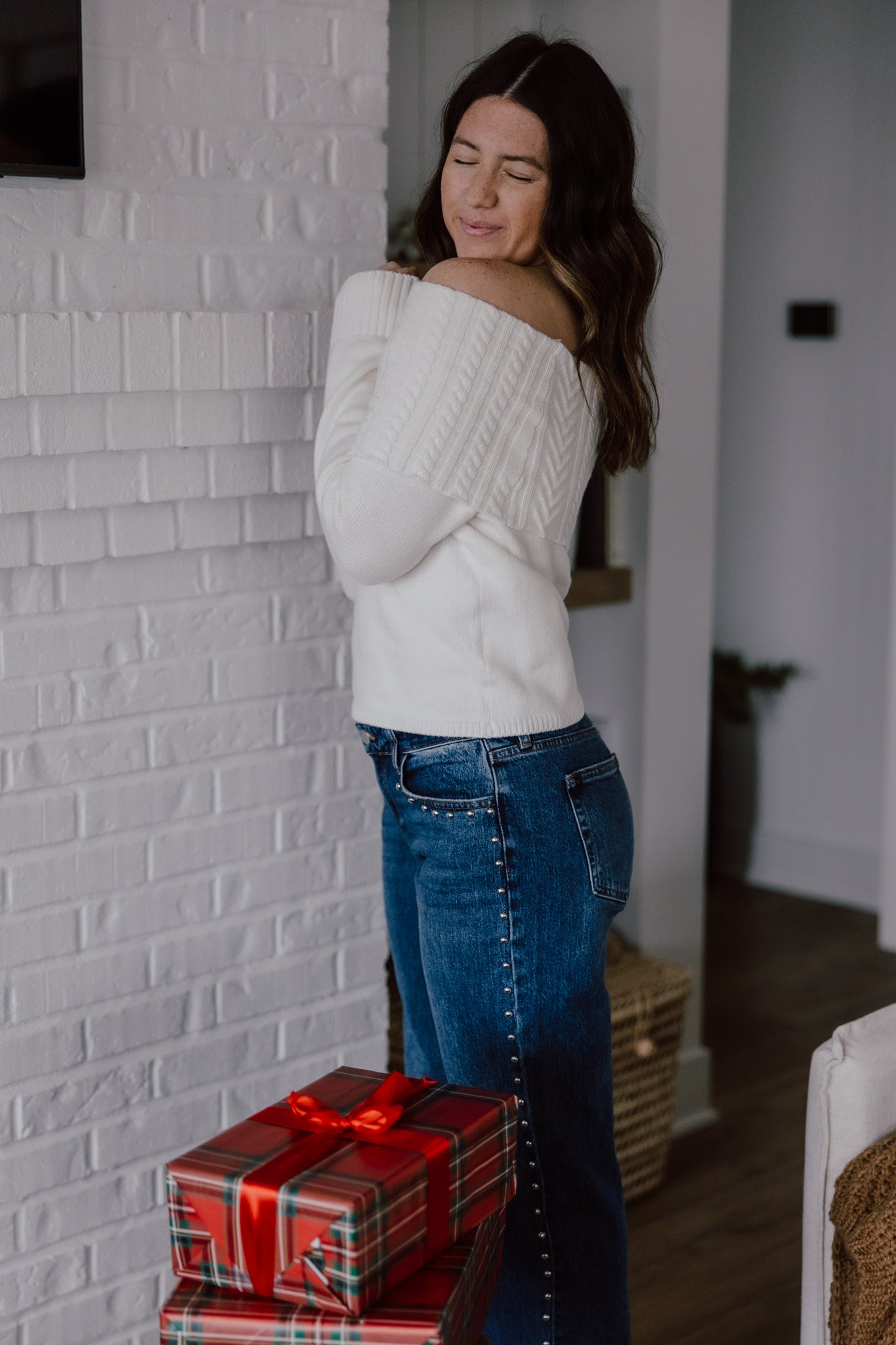 Devon Off Shoulder Cable Knit Top