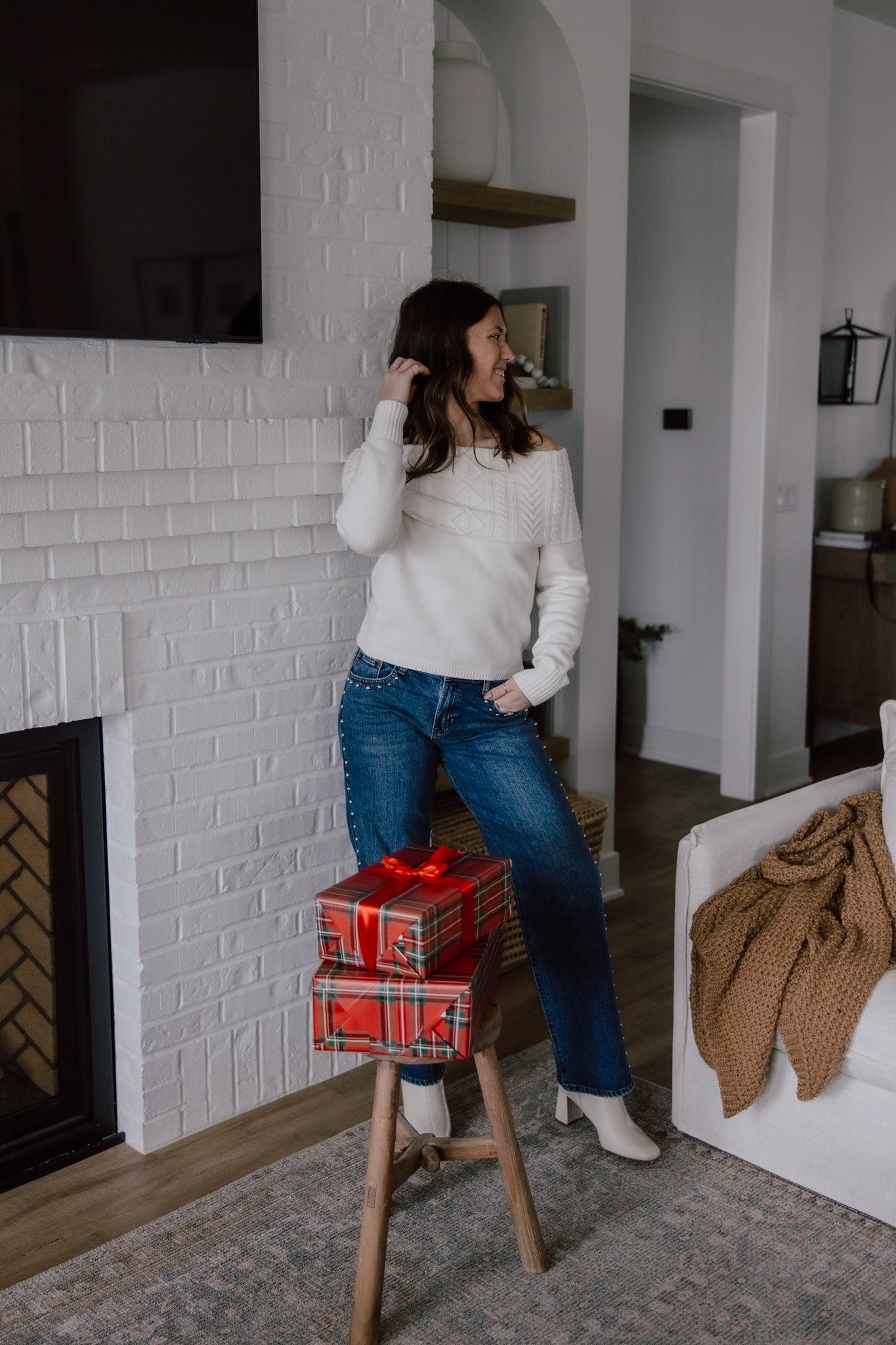 Devon Off Shoulder Cable Knit Top