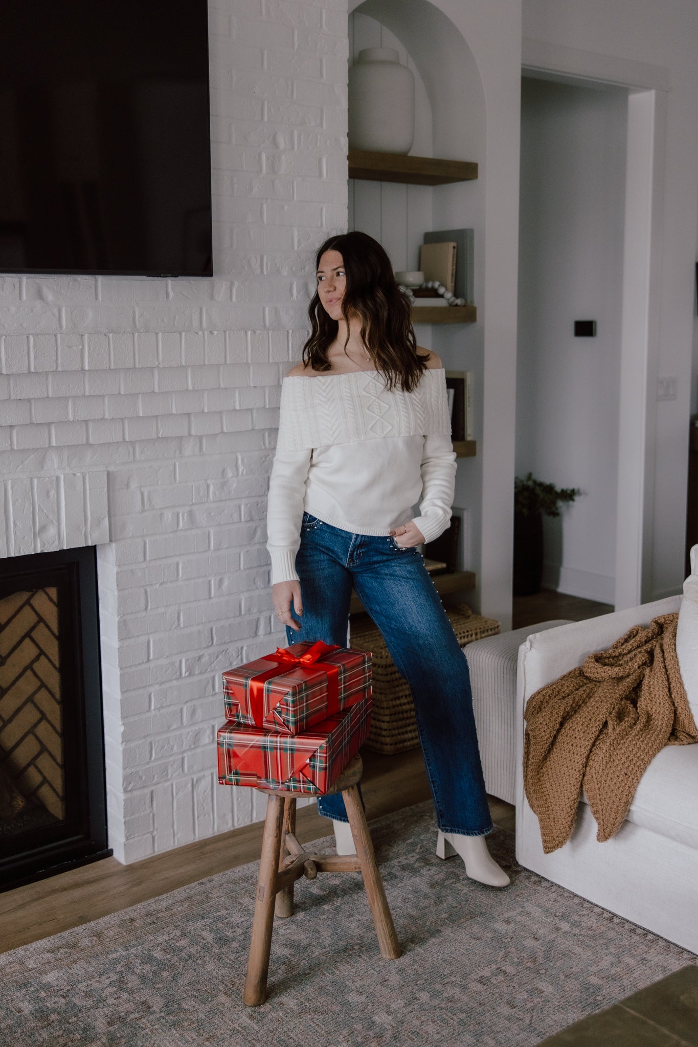 Devon Off Shoulder Cable Knit Top