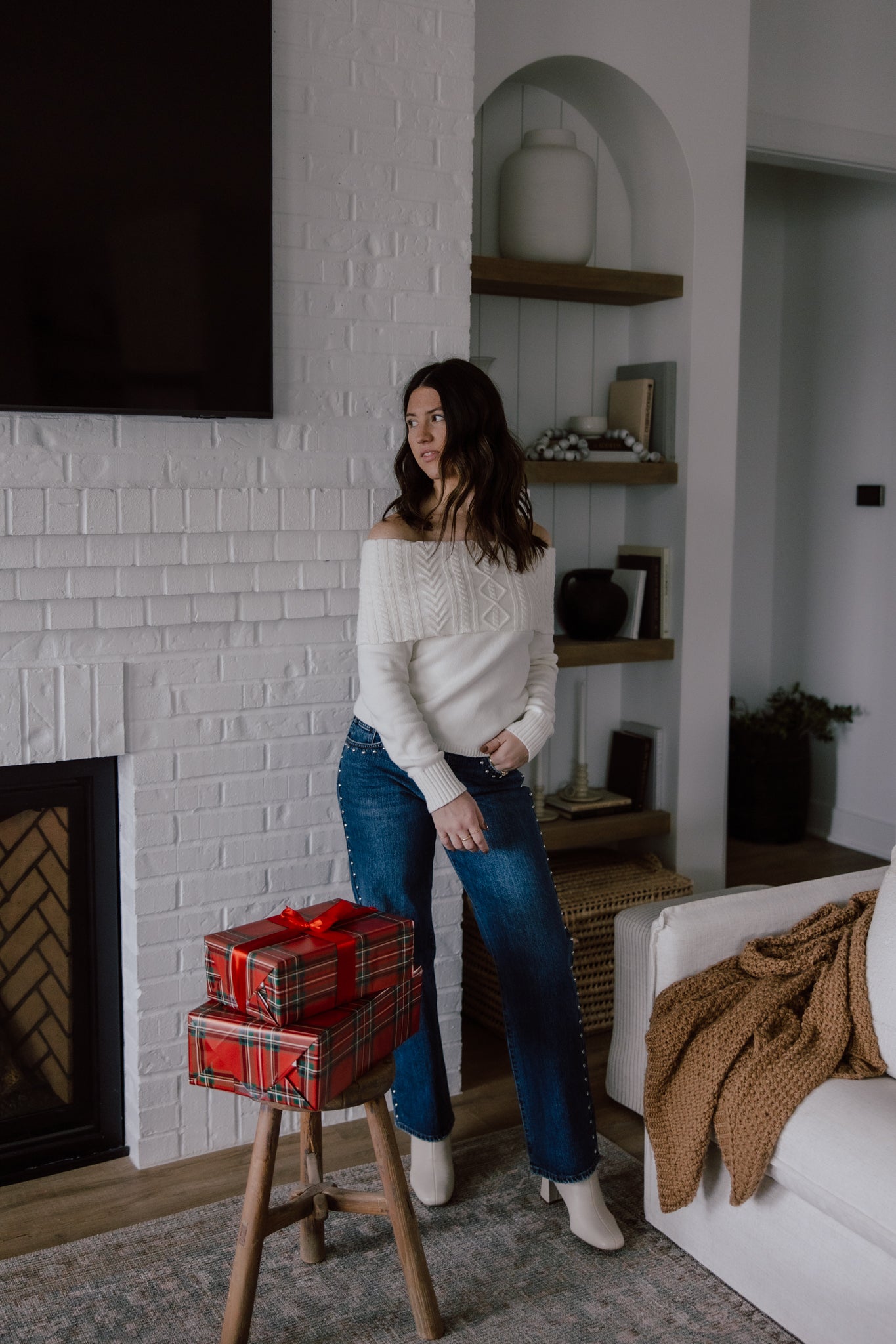 Devon Off Shoulder Cable Knit Top