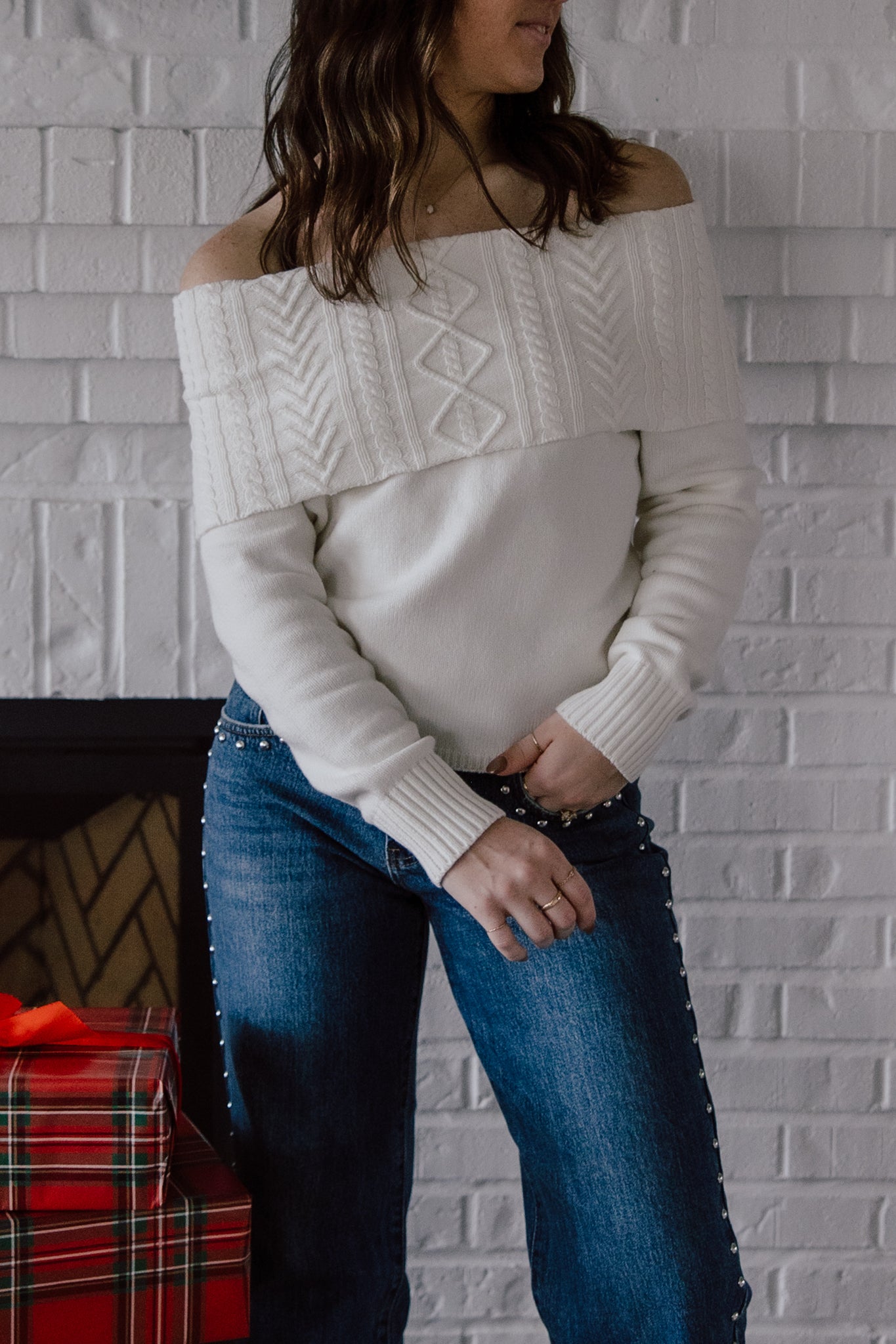 Devon Off Shoulder Cable Knit Top