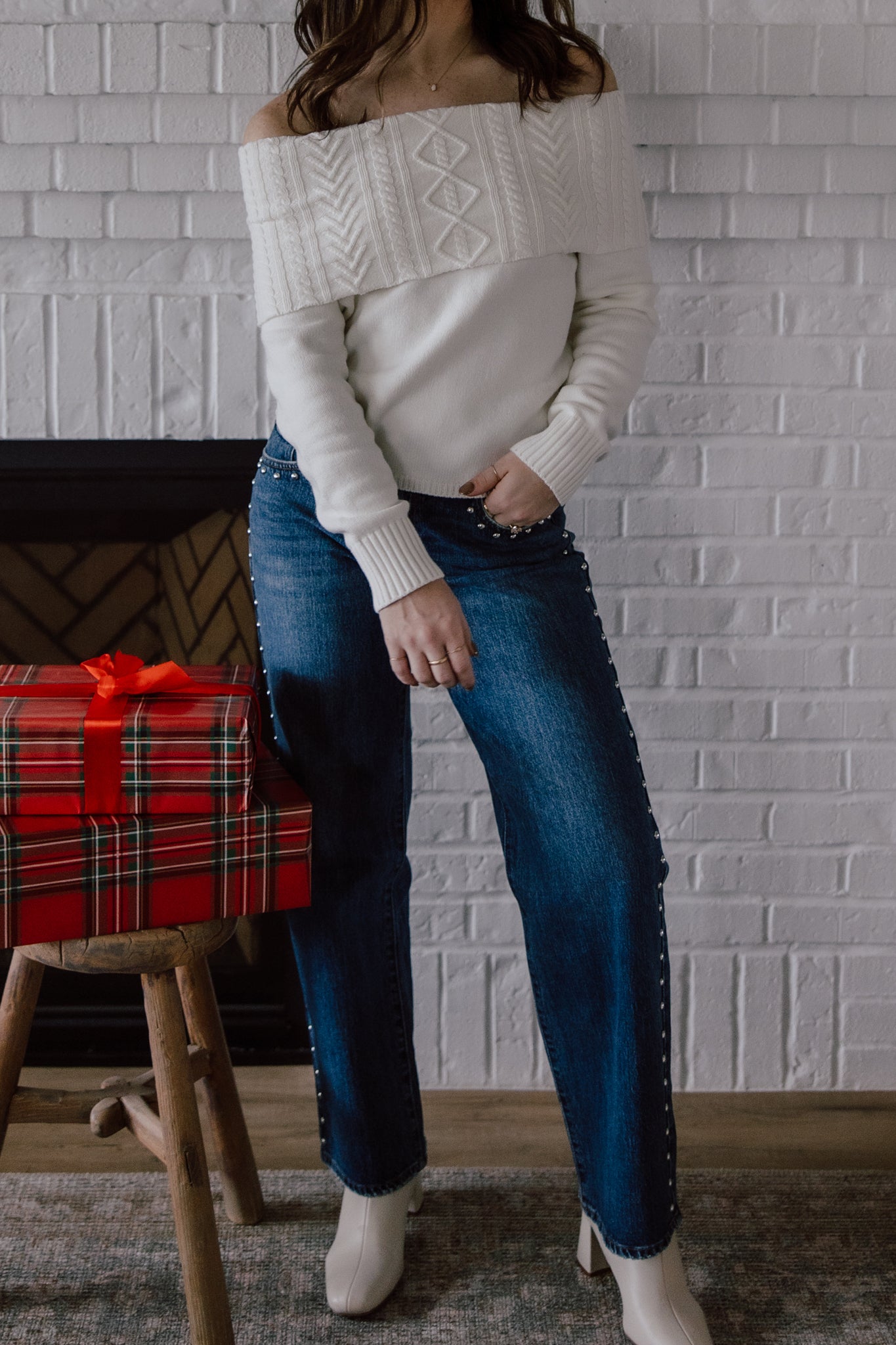 Devon Off Shoulder Cable Knit Top