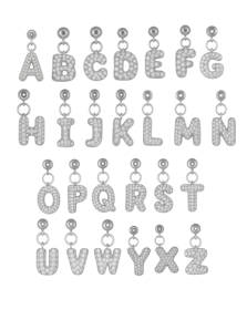 Silver Bubble Letter Grip Charms