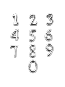 Silver Number Slide Charms