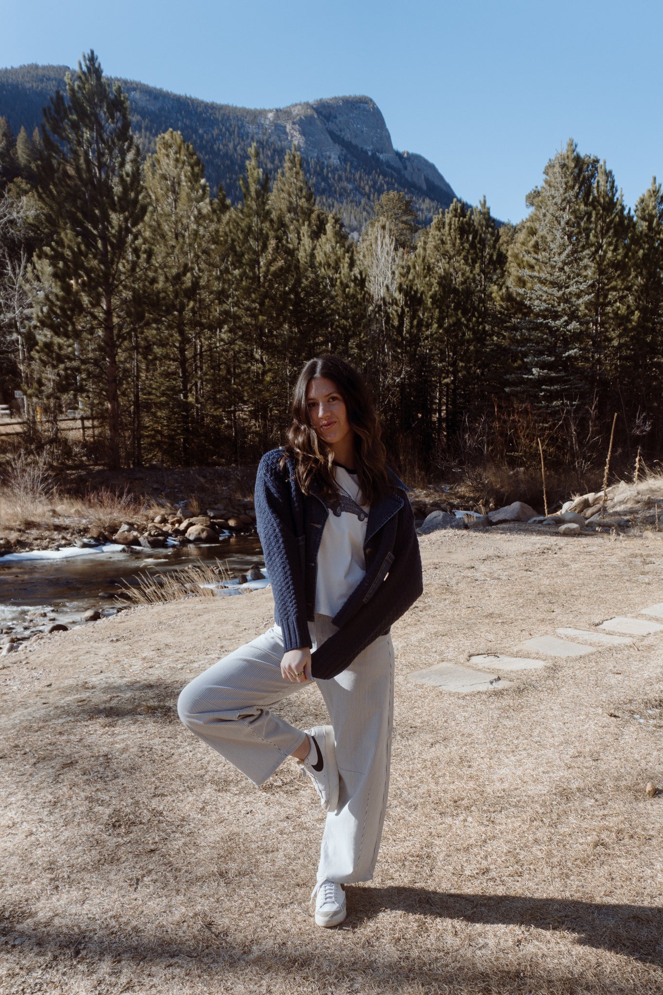 Pinstripe Barrel Jeans