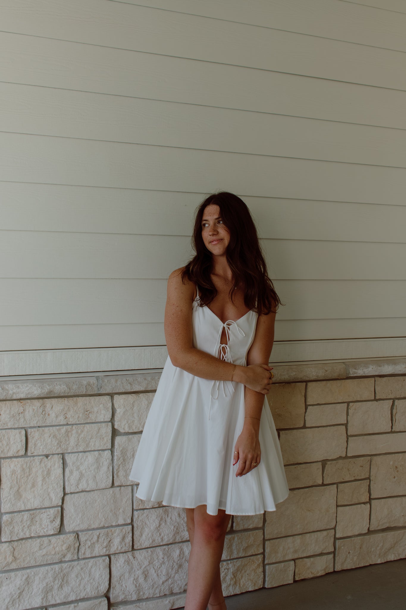Pleated Poplin Mini Dress