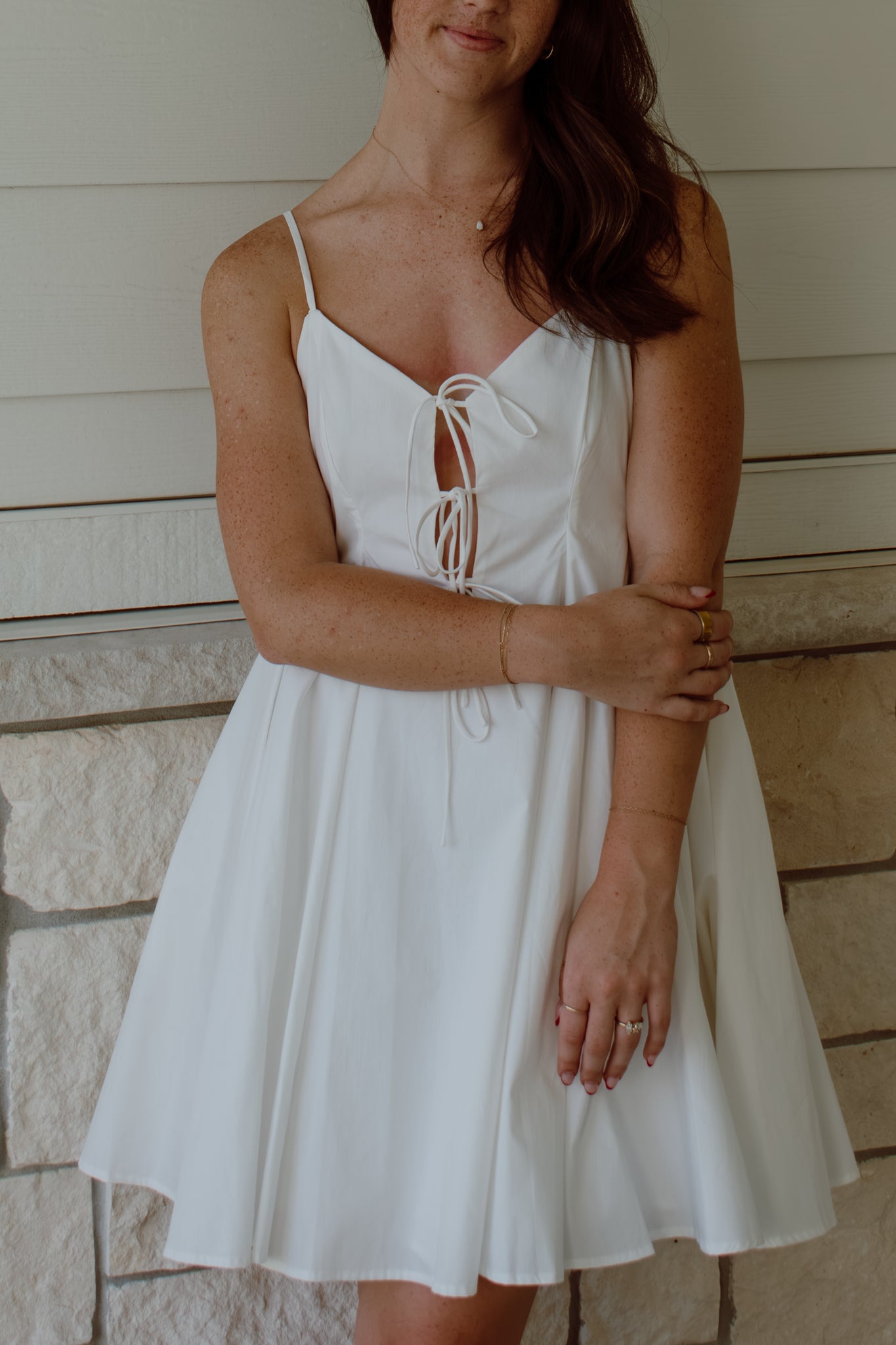 Pleated Poplin Mini Dress