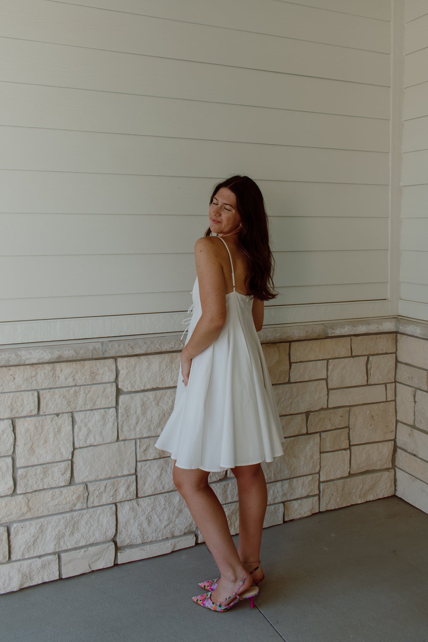 Pleated Poplin Mini Dress