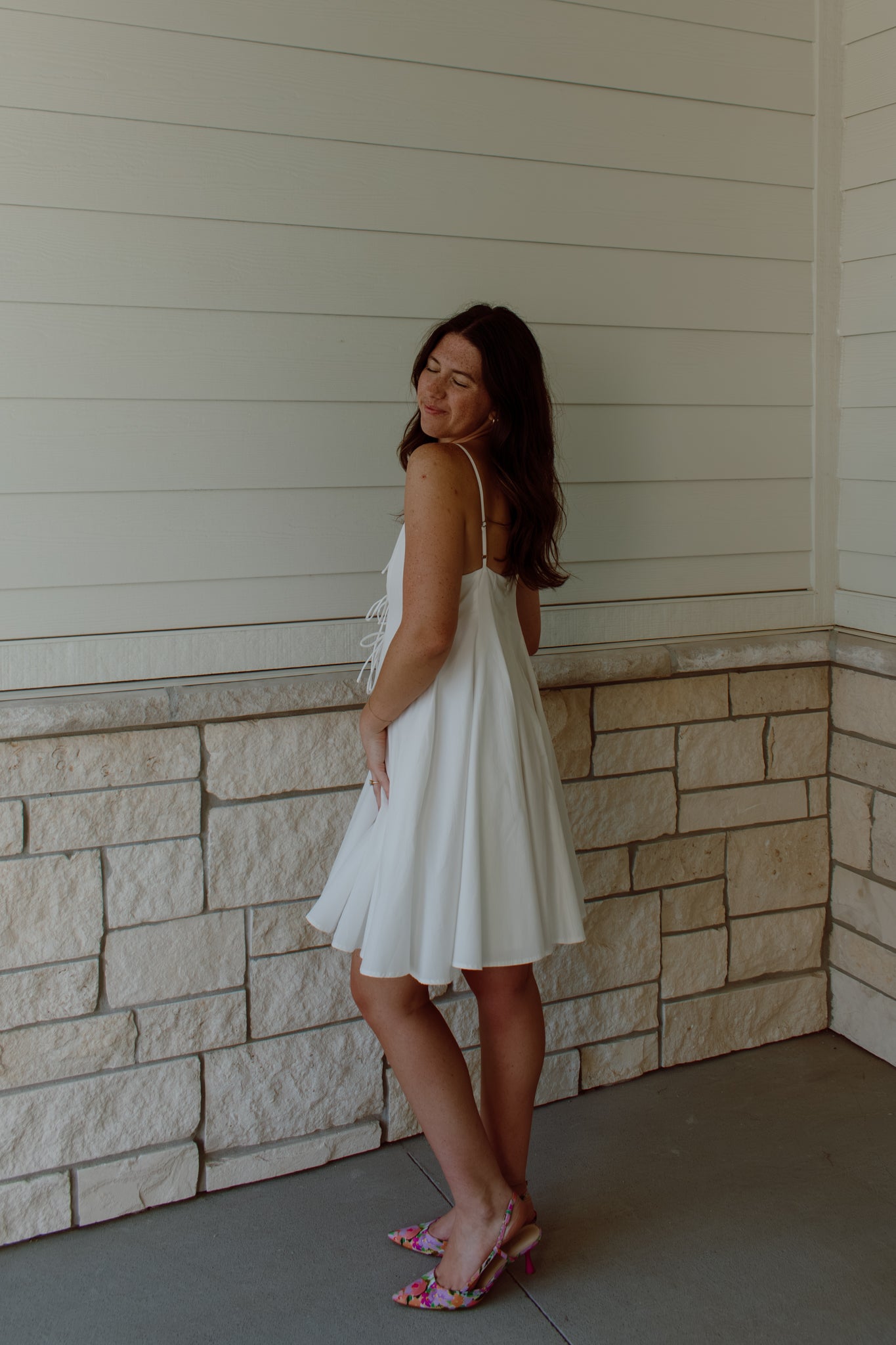 Pleated Poplin Mini Dress