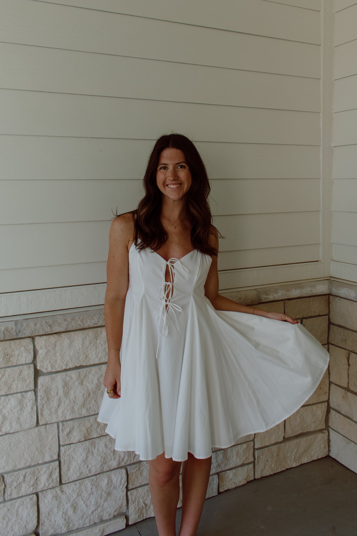 Pleated Poplin Mini Dress