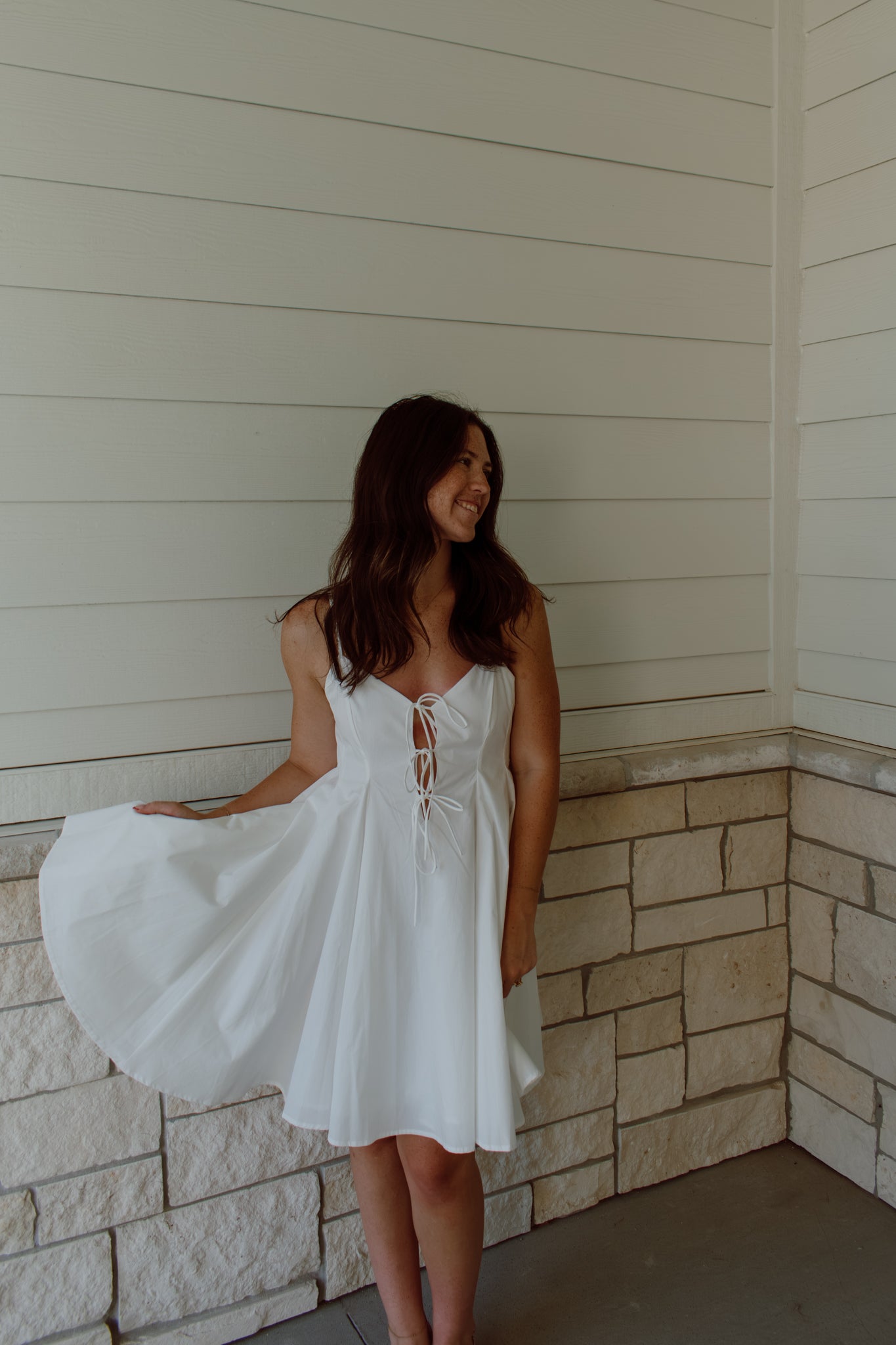 Pleated Poplin Mini Dress