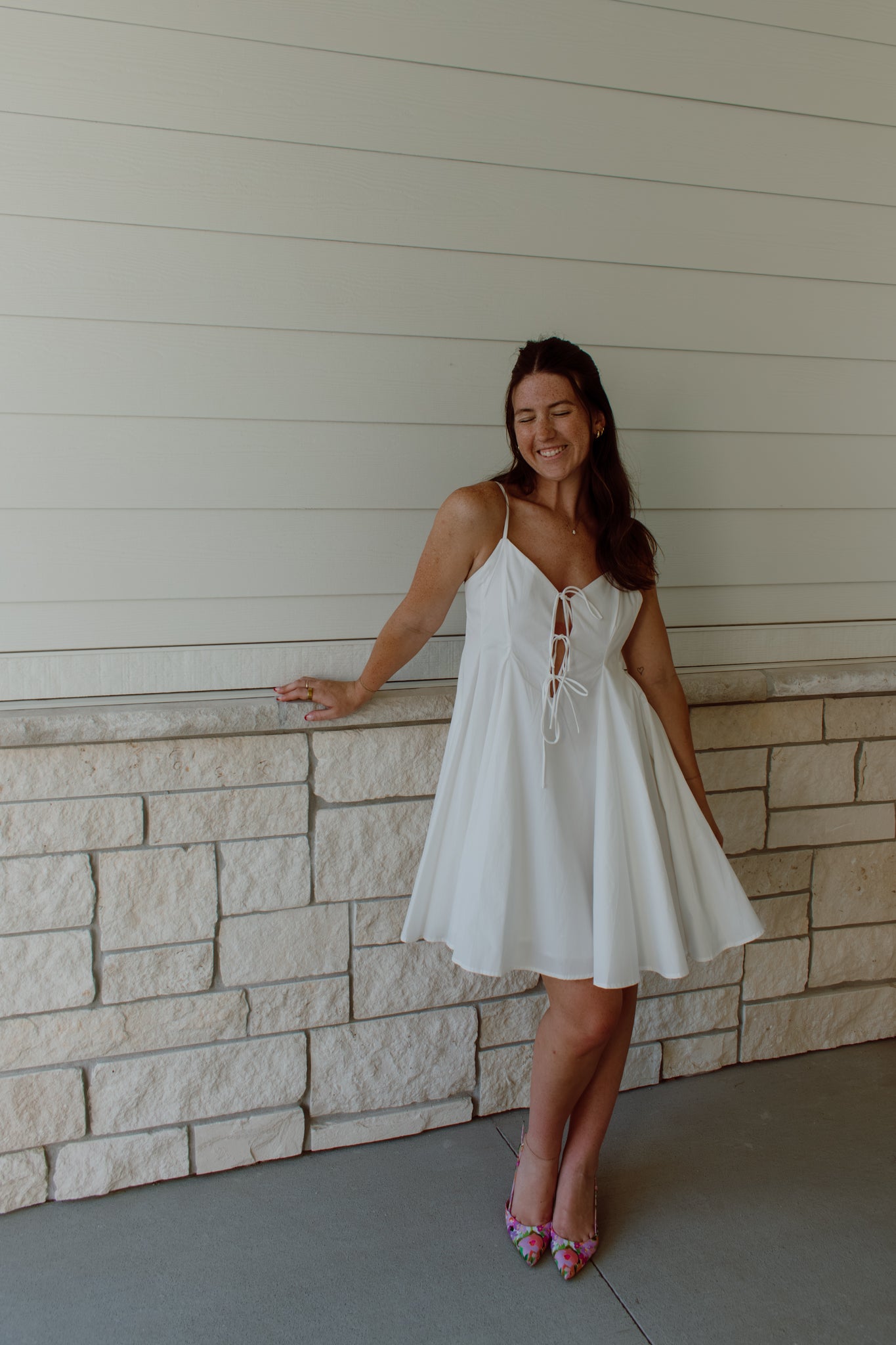 Pleated Poplin Mini Dress