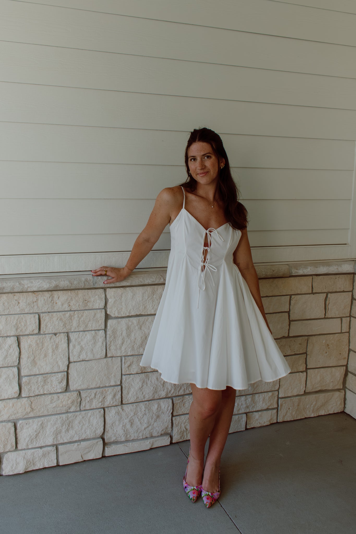 Pleated Poplin Mini Dress