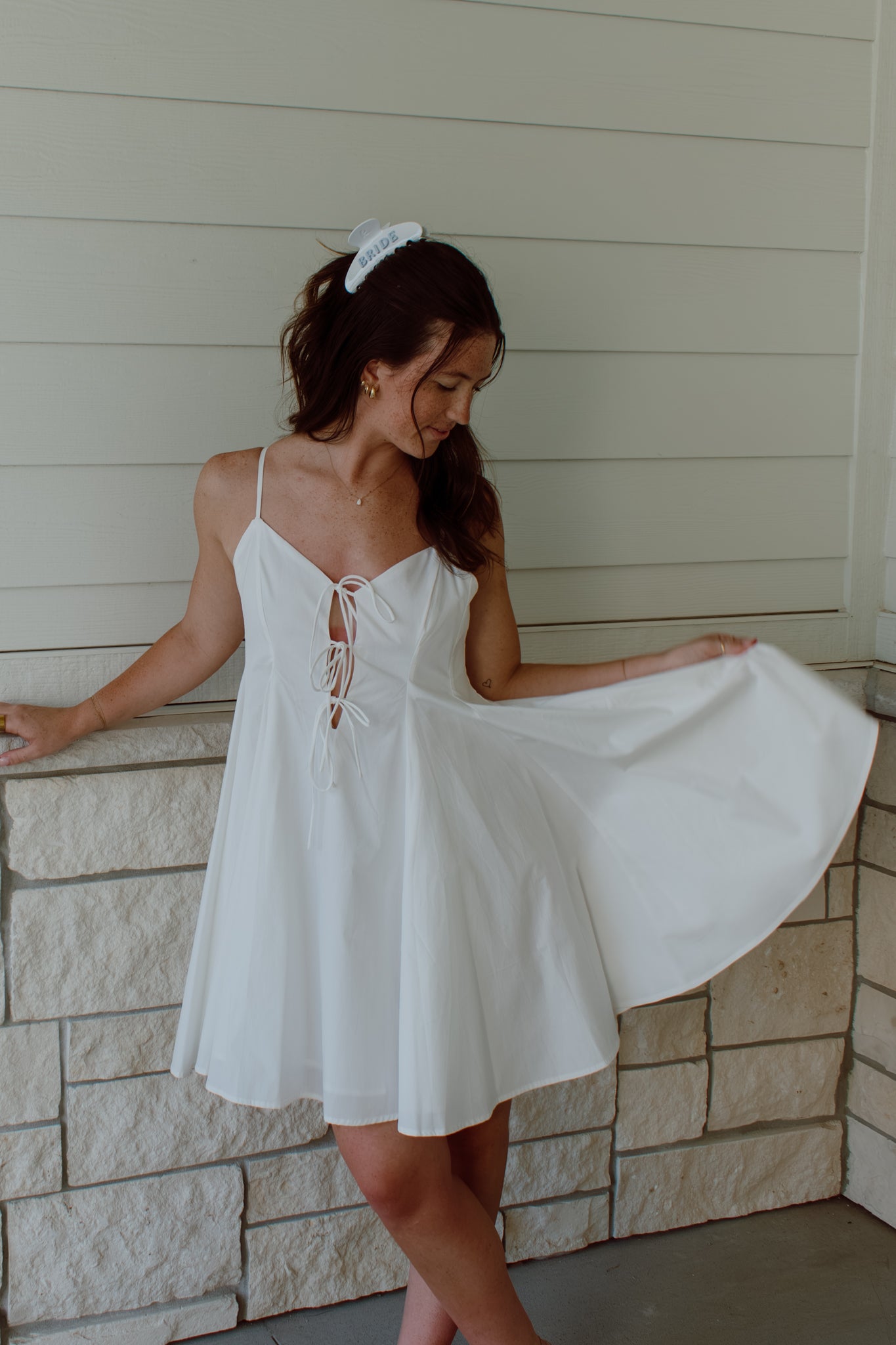 Pleated Poplin Mini Dress