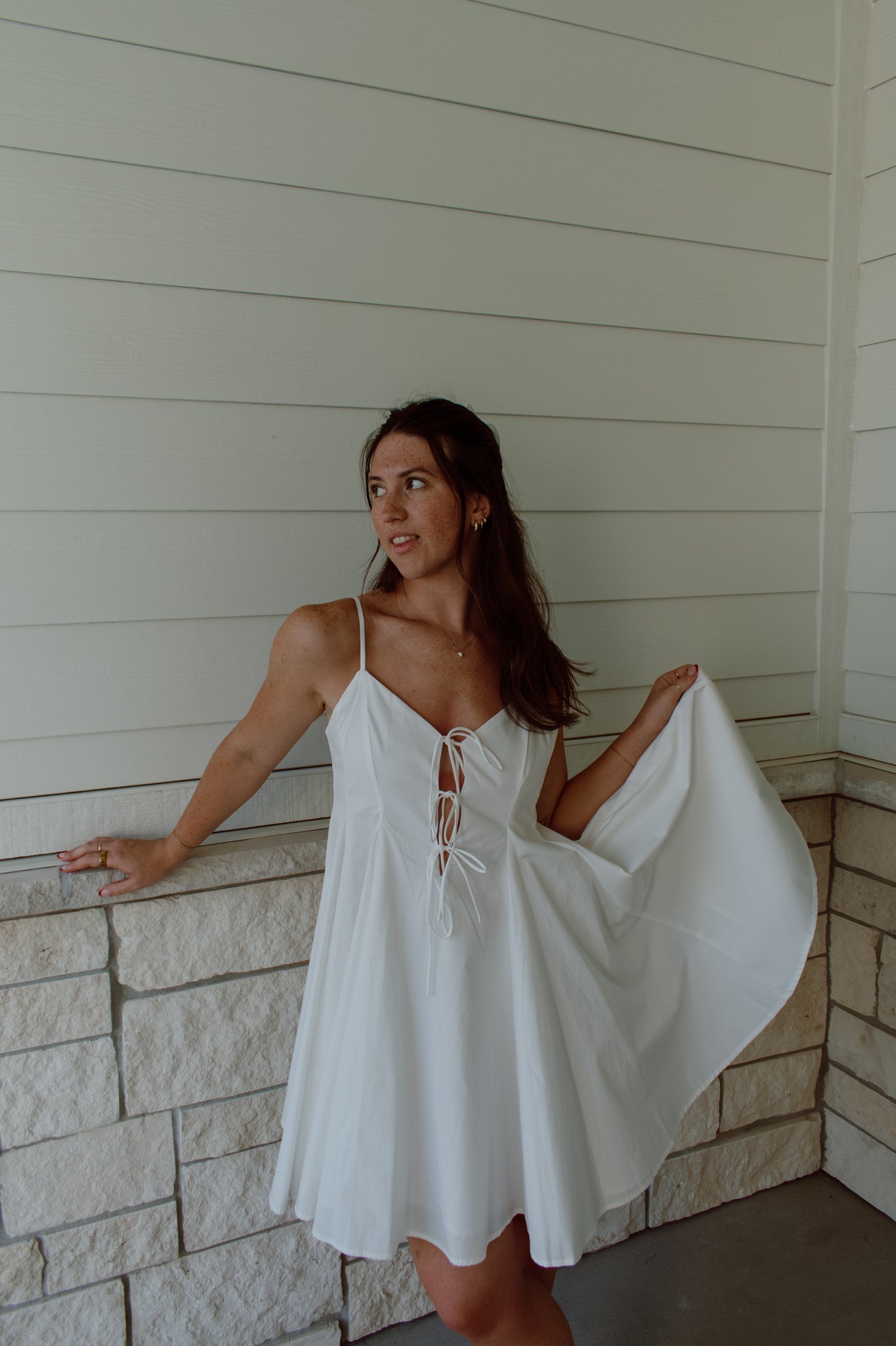 Pleated Poplin Mini Dress