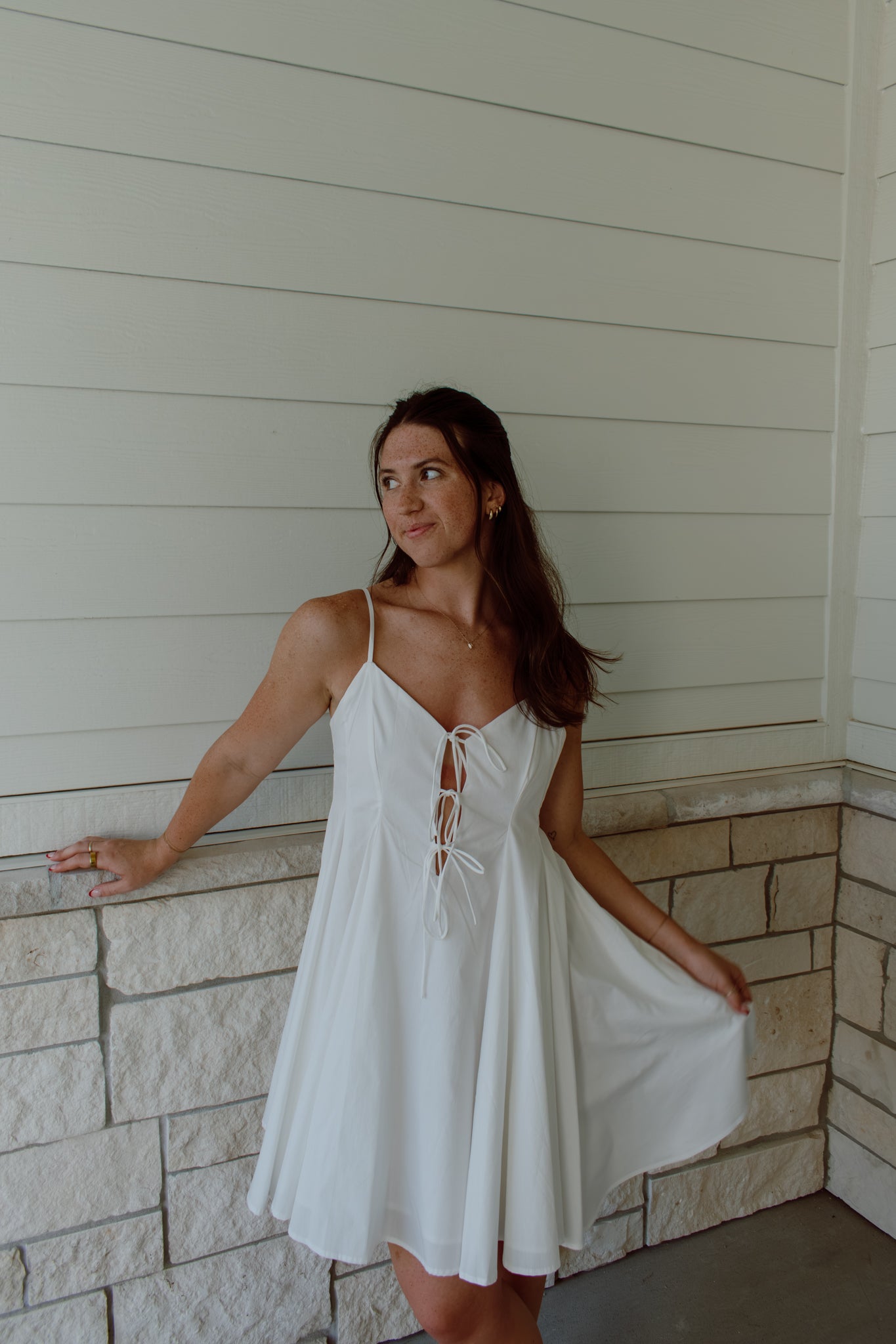 Pleated Poplin Mini Dress