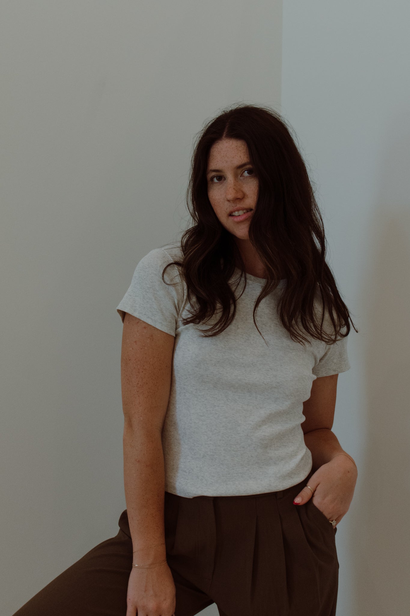 Ribbed Round Neck T-Shirt