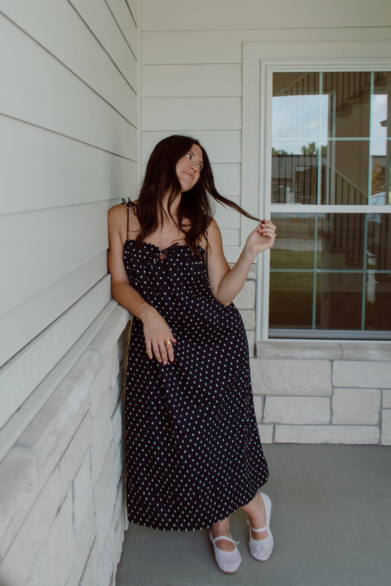 Polka Dot Midi Dress Large