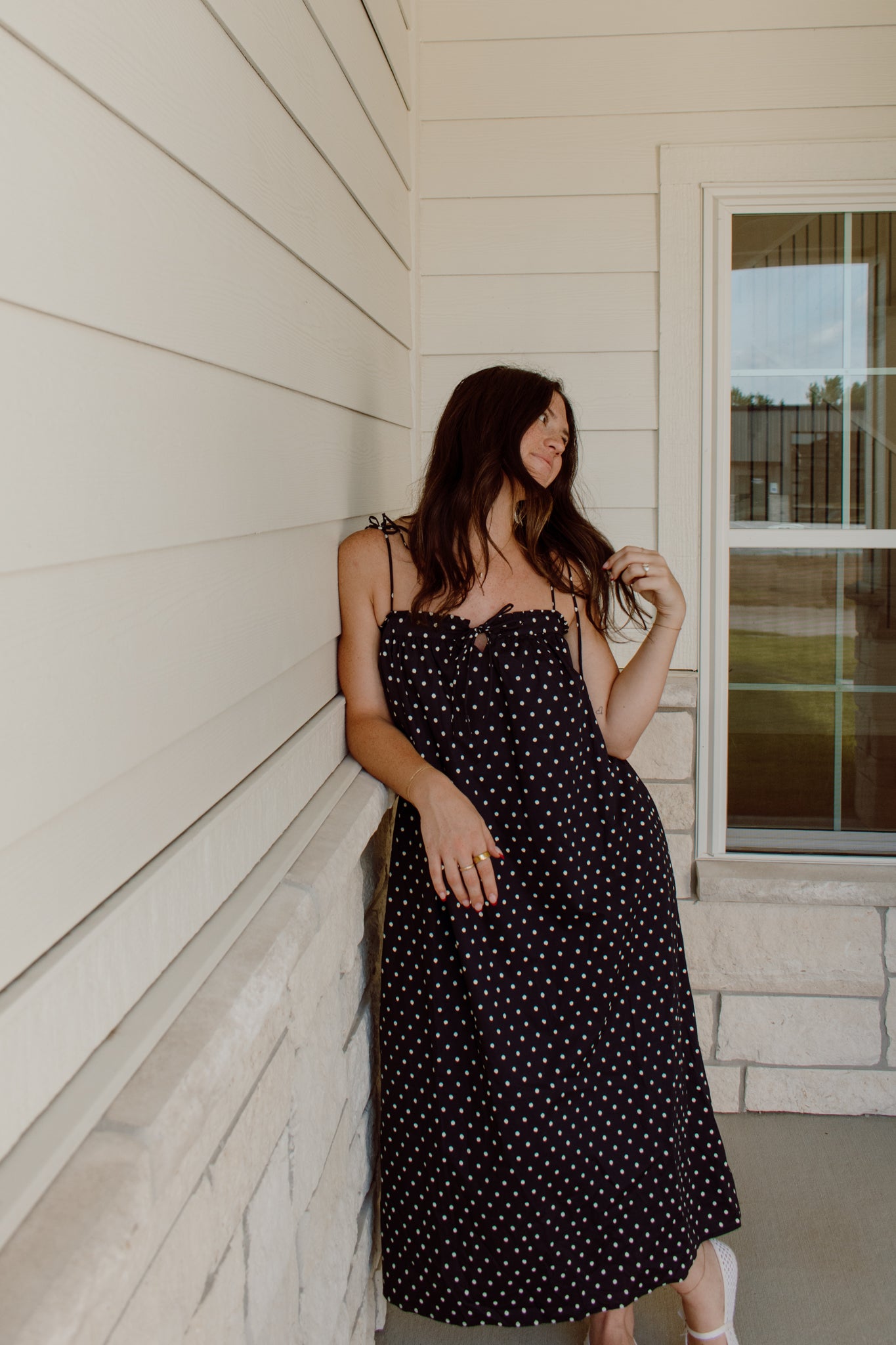 Polka Dot Midi Dress Large