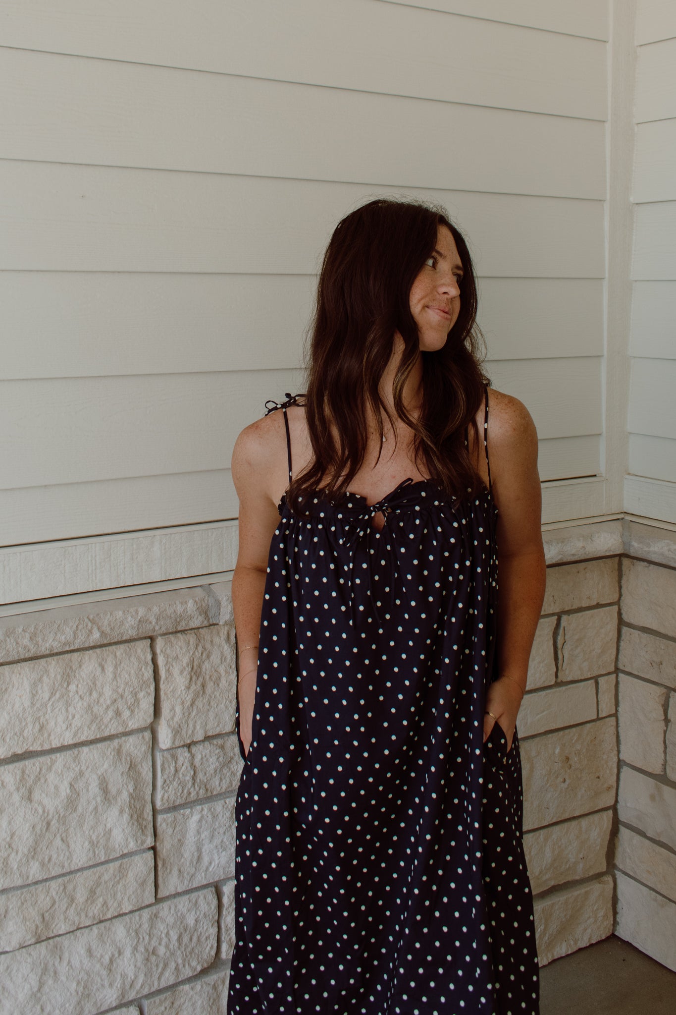 Polka Dot Midi Dress Large