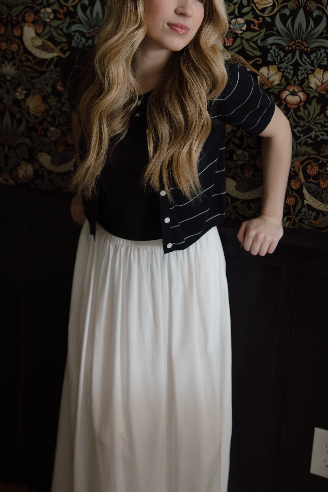 Navy Striped Cardigan Top