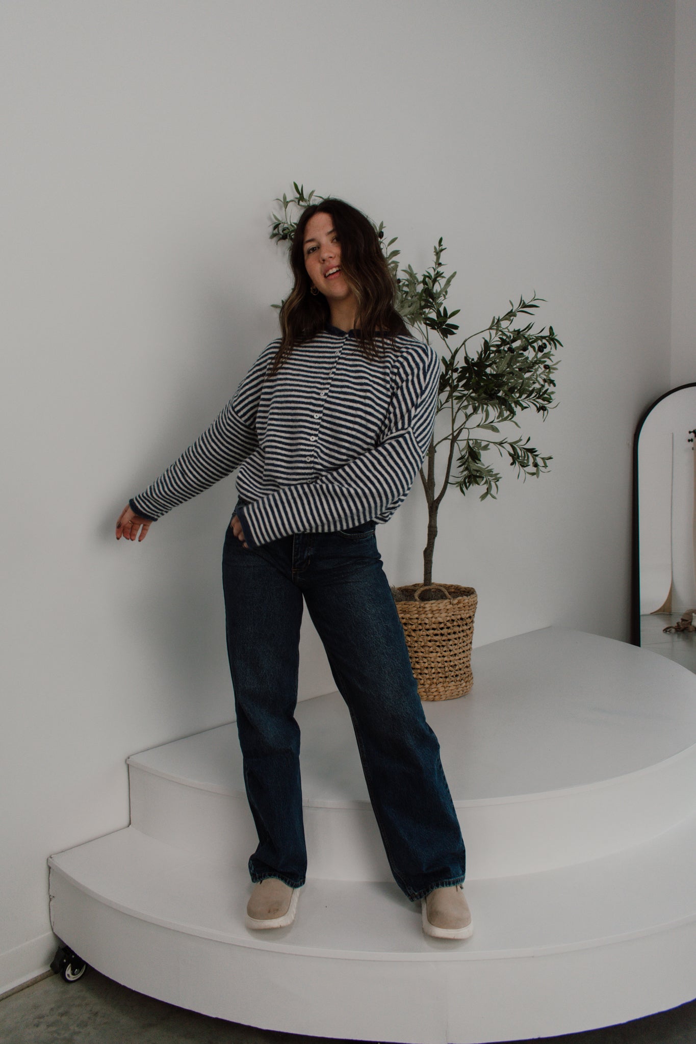 Piper Cardigan | Navy Striped