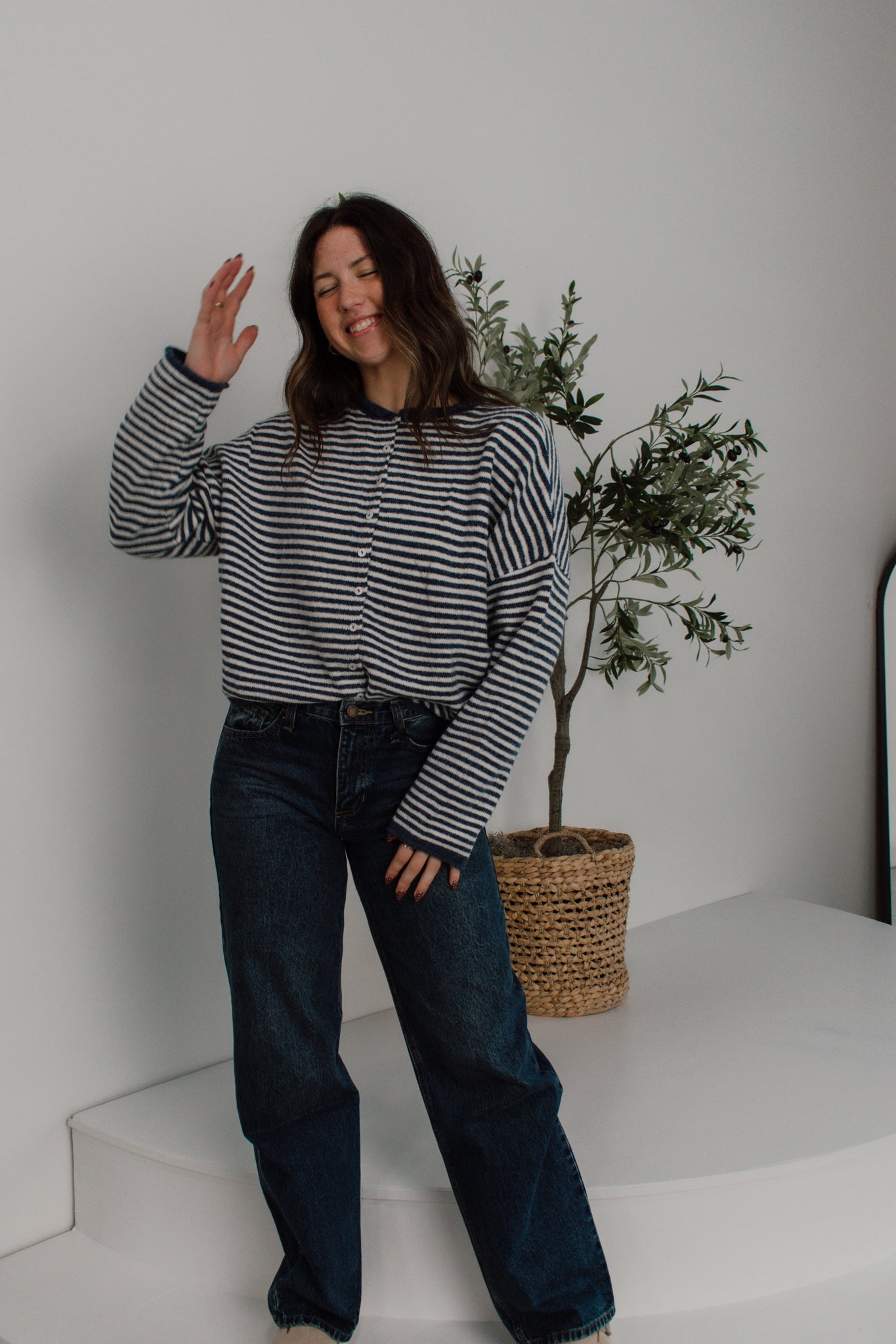Piper Cardigan | Navy Striped