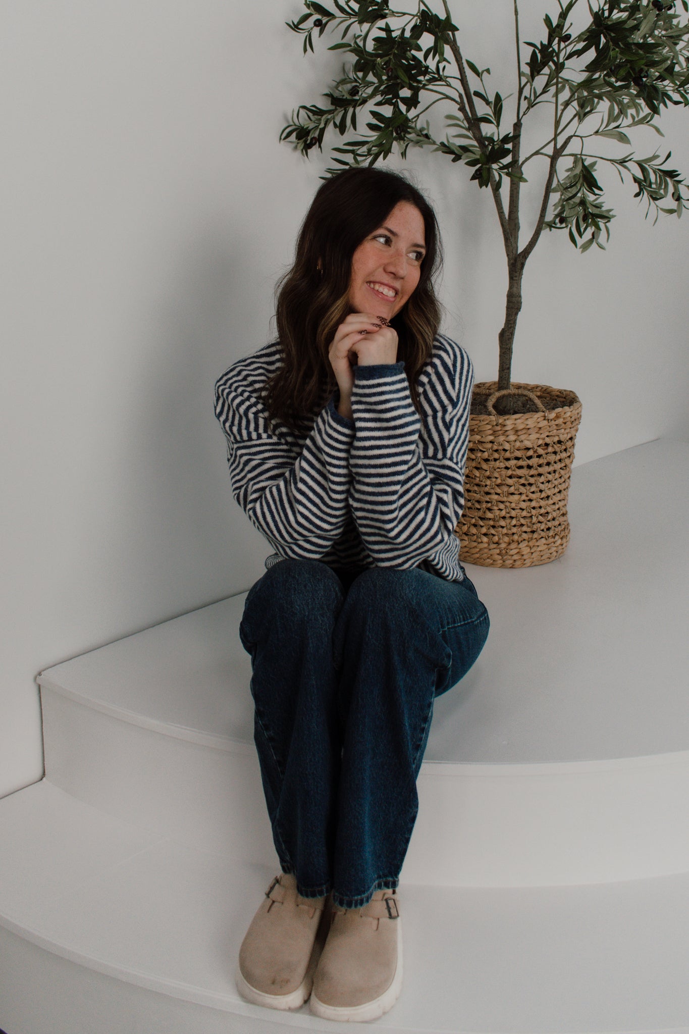 Piper Cardigan | Navy Striped