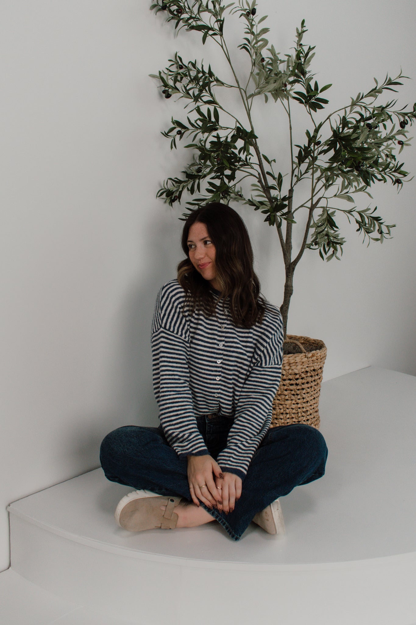 Piper Cardigan | Navy Striped
