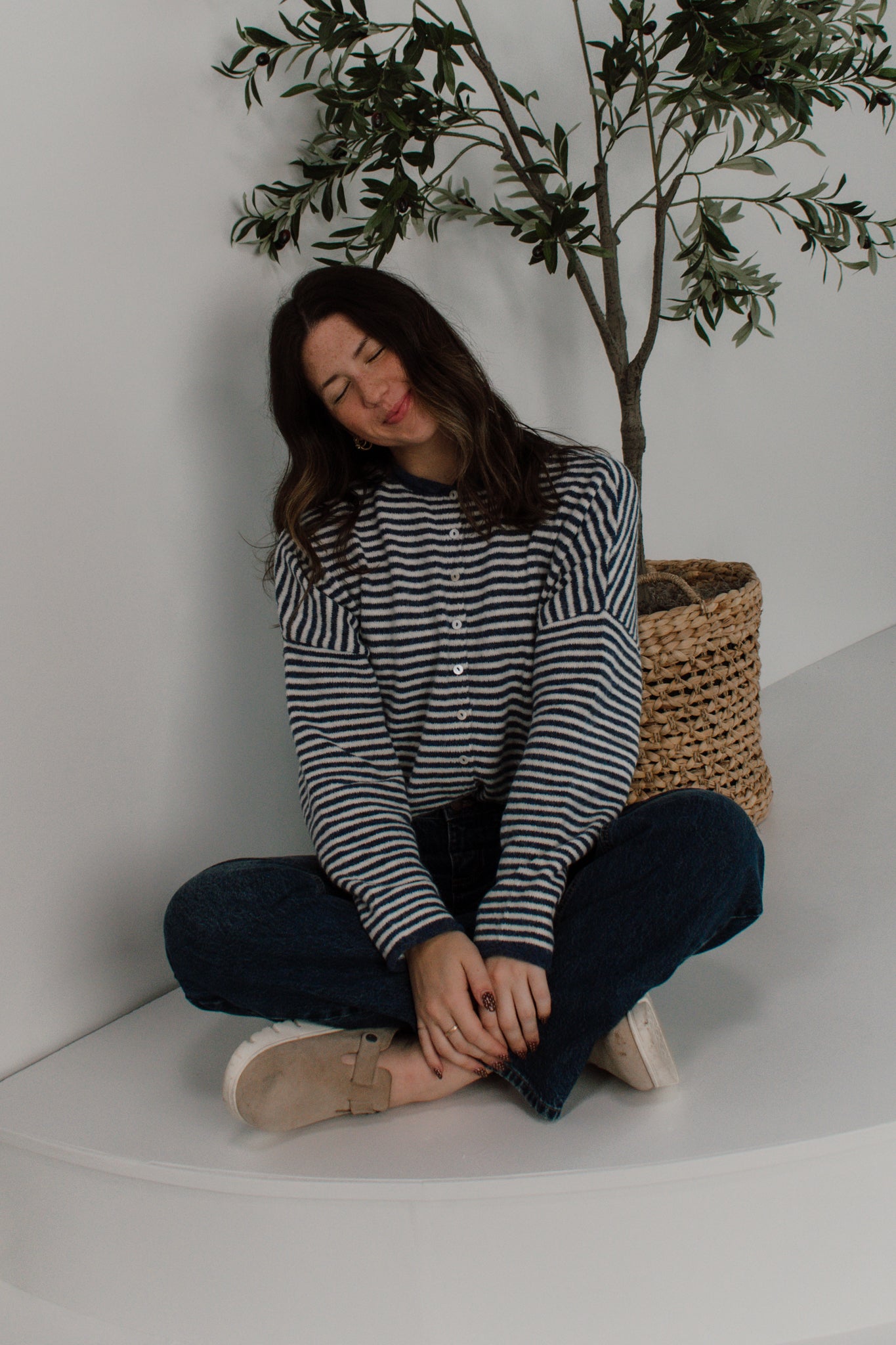 Piper Cardigan | Navy Striped