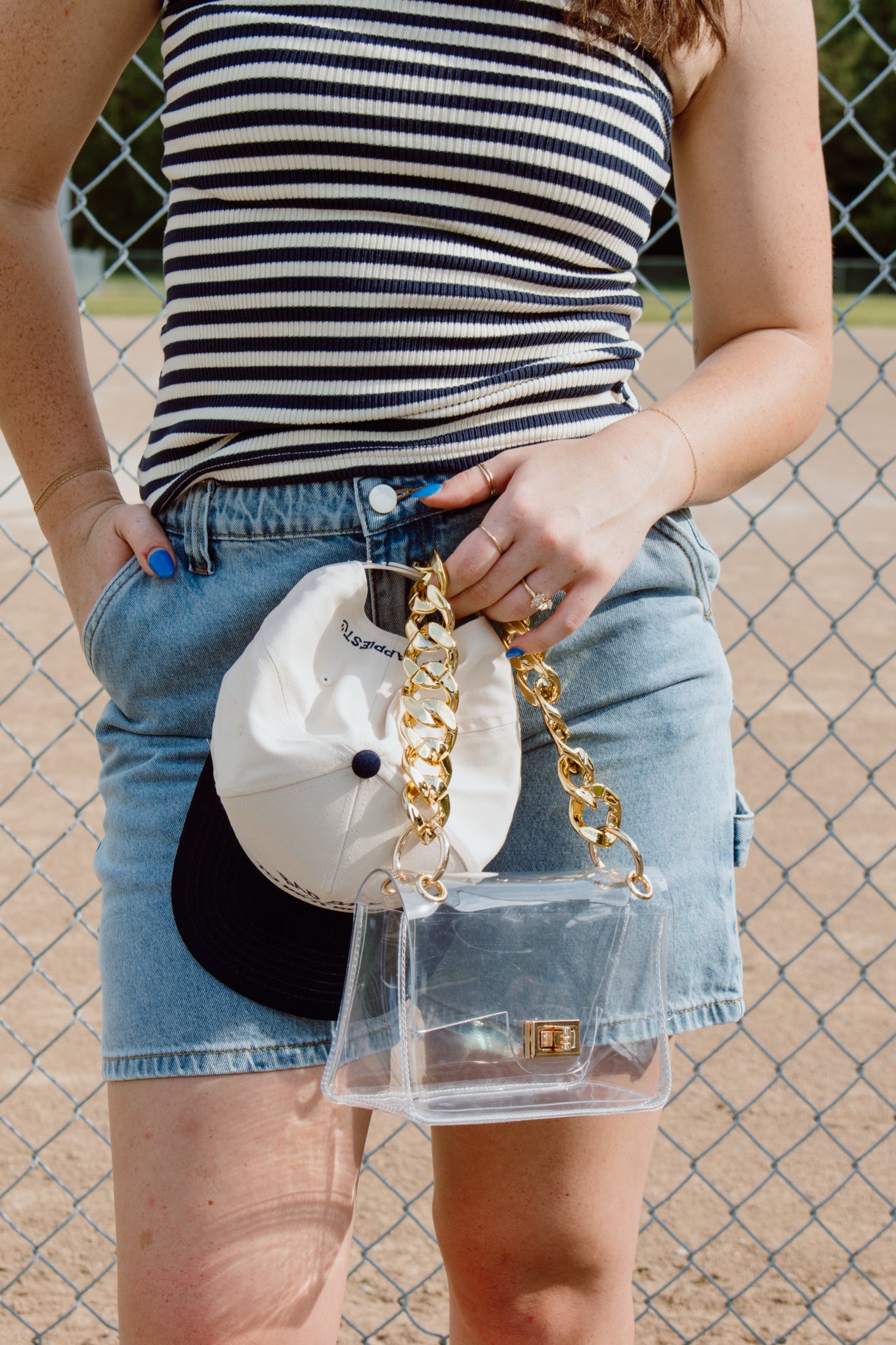 Clear Cross Body Bag W/Oversized Chain
