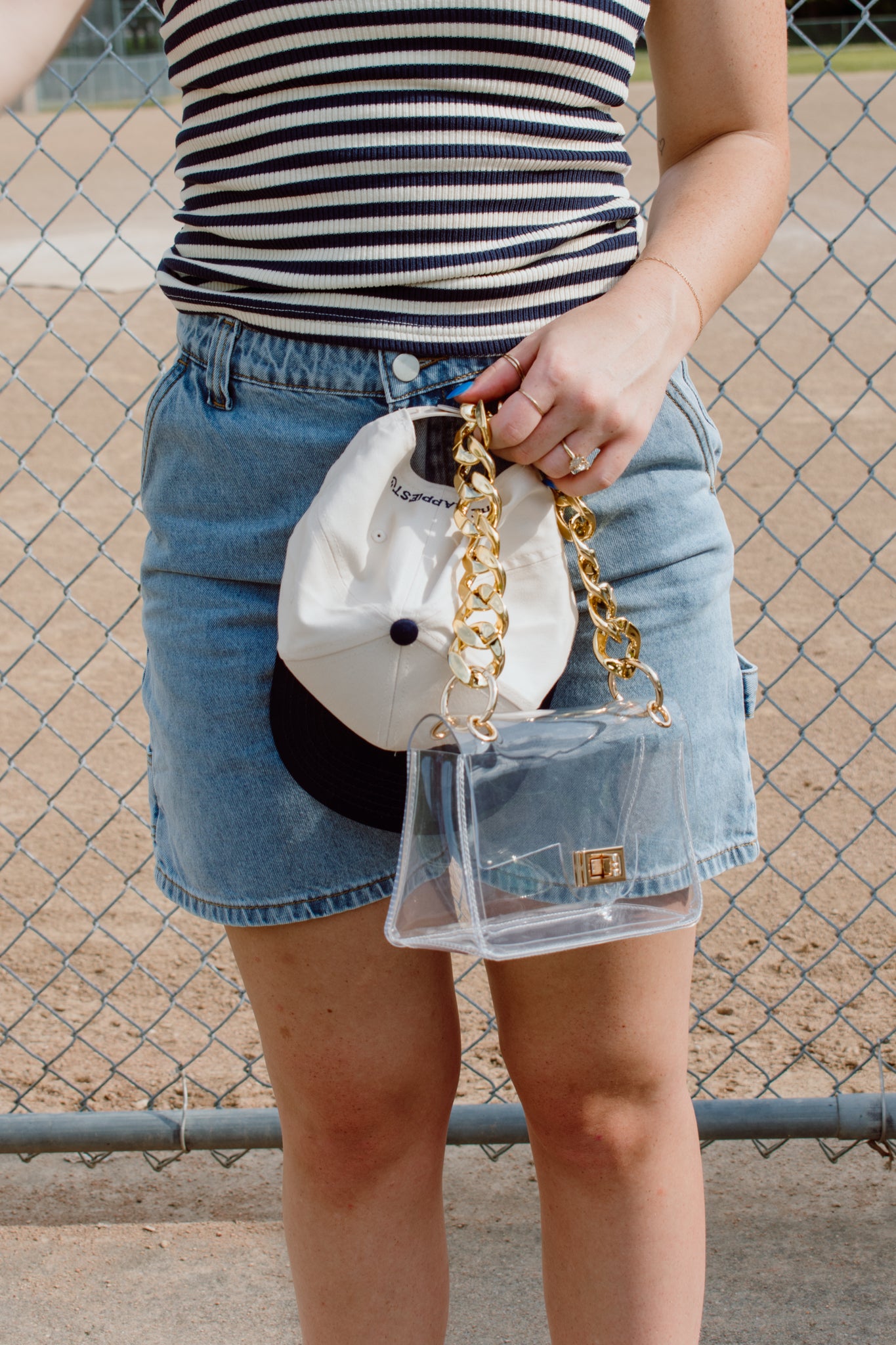 Clear Cross Body Bag W/Oversized Chain