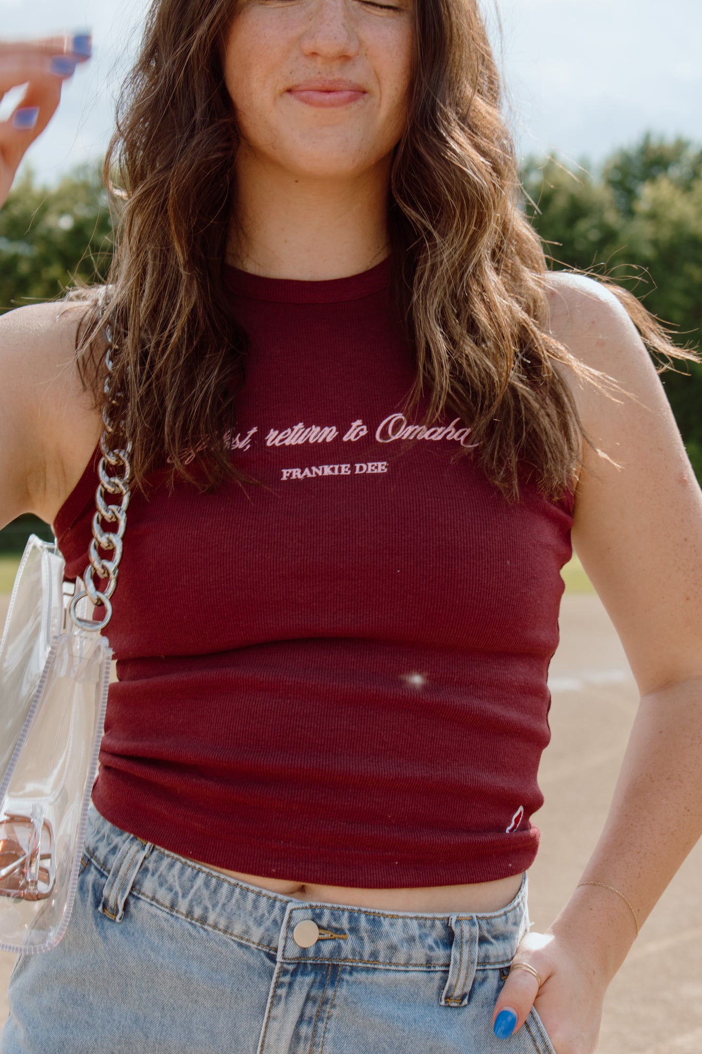 If Lost, Return to Omaha Ribbed Tank | Maroon