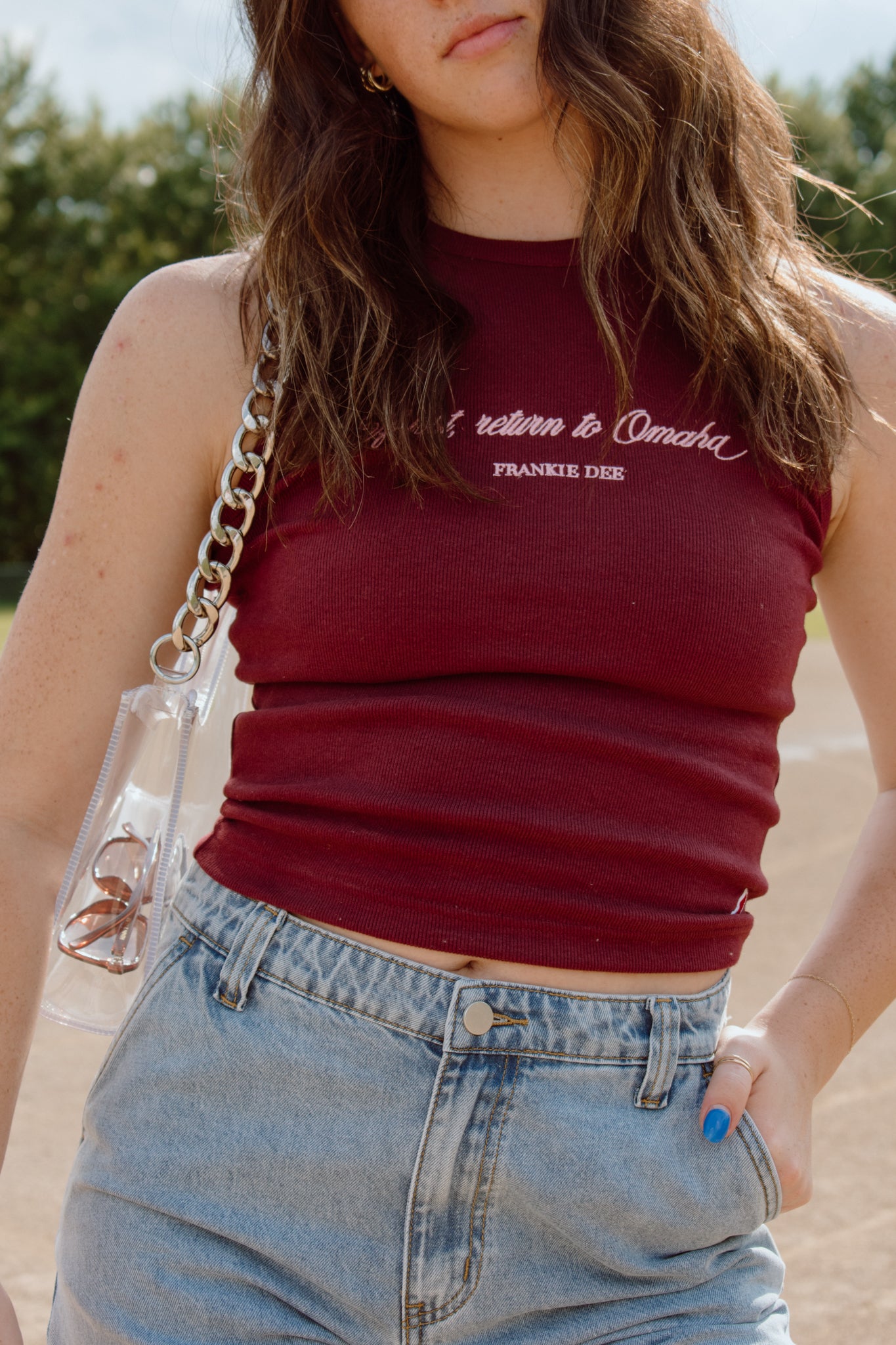 If Lost, Return to Omaha Ribbed Tank | Maroon