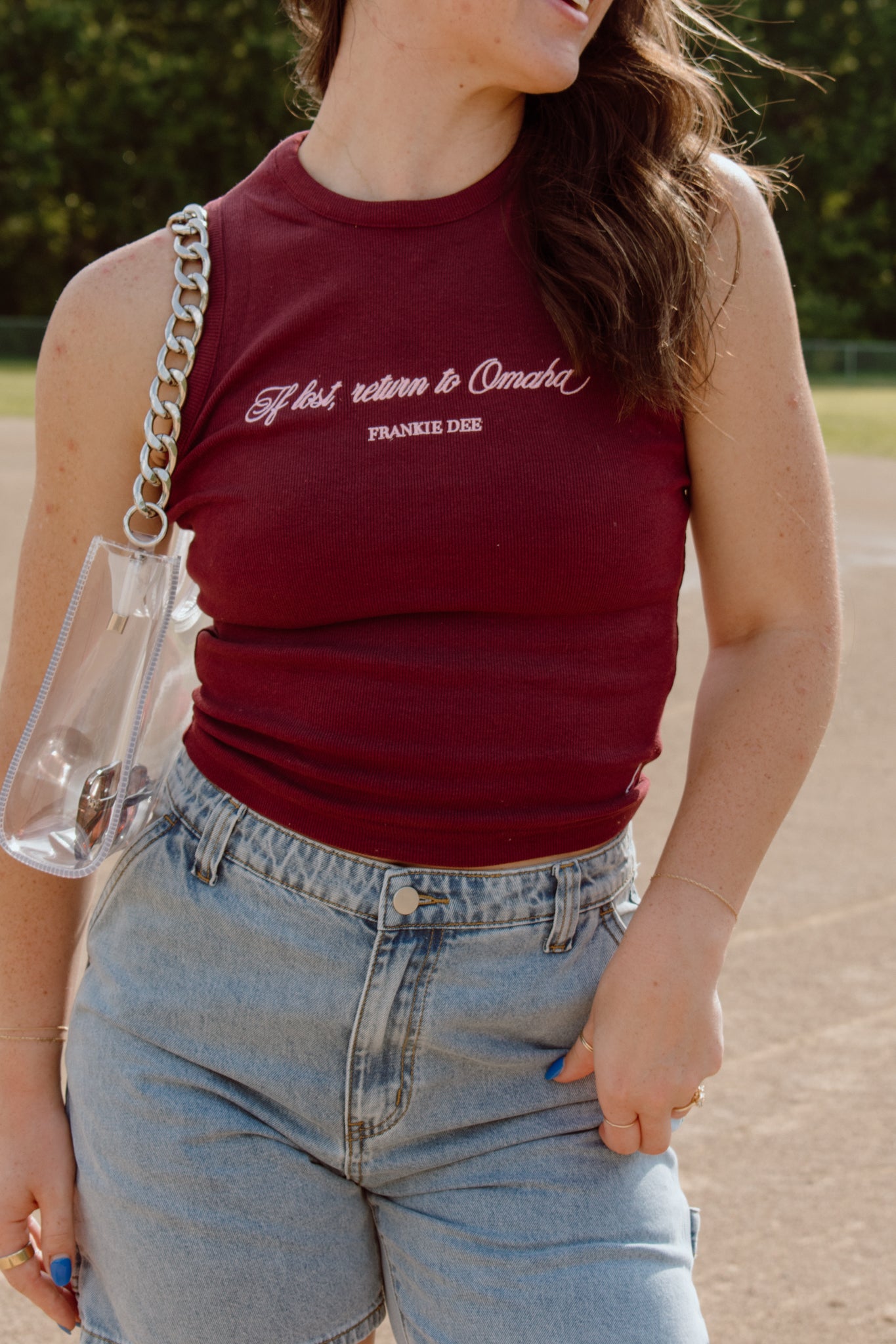 If Lost, Return to Omaha Ribbed Tank | Maroon