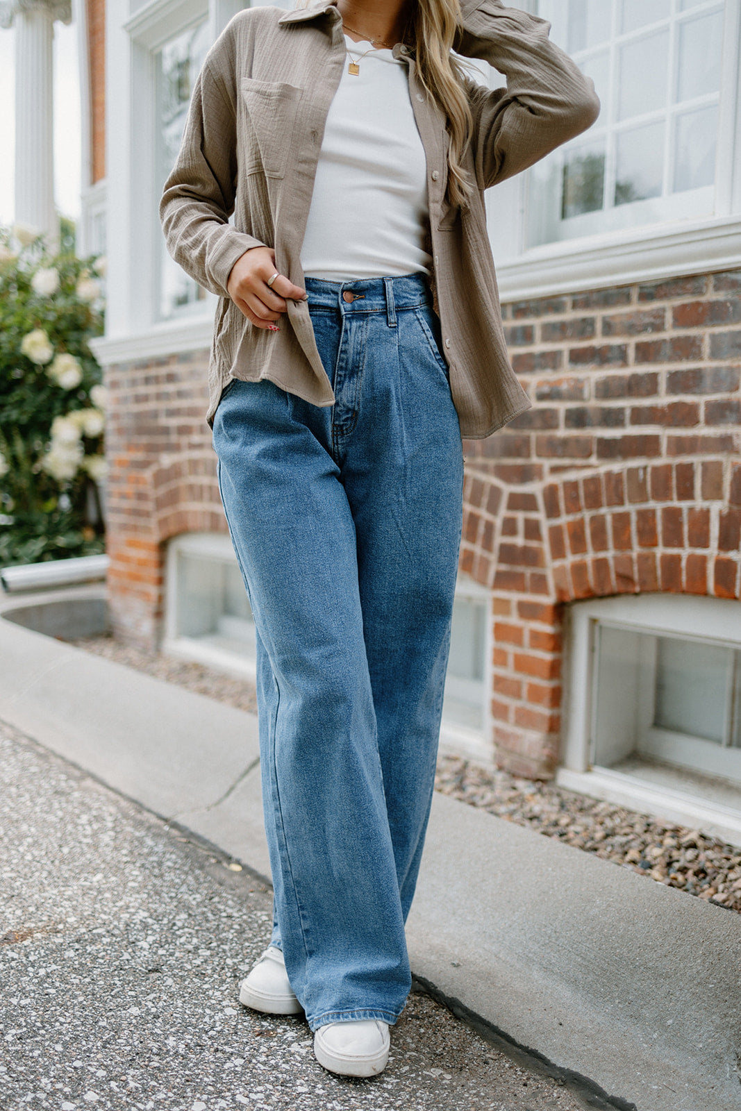 High Class Pleated Wide Leg Jeans