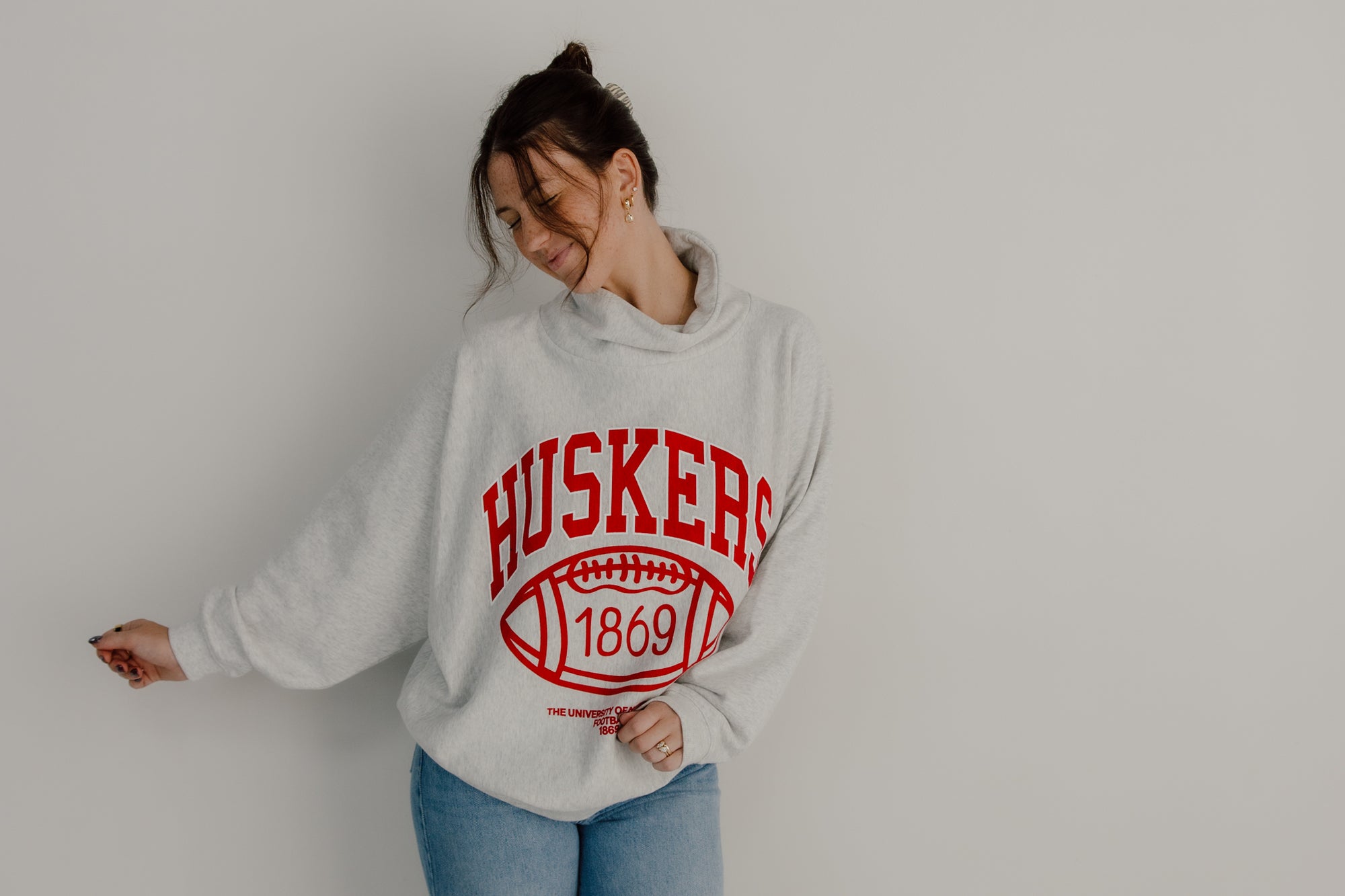 Nebraska Huskers Campus Roll Neck Sweatshirt