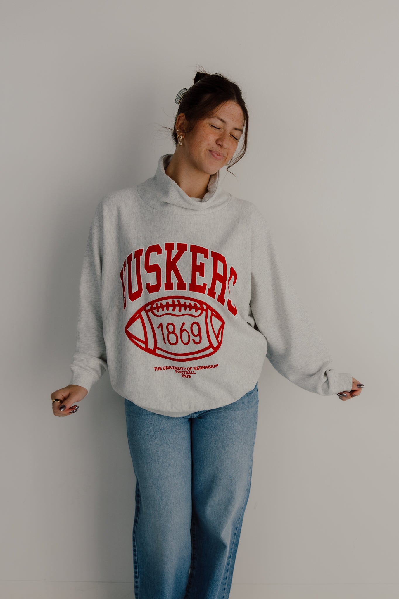 Nebraska Huskers Campus Roll Neck Sweatshirt