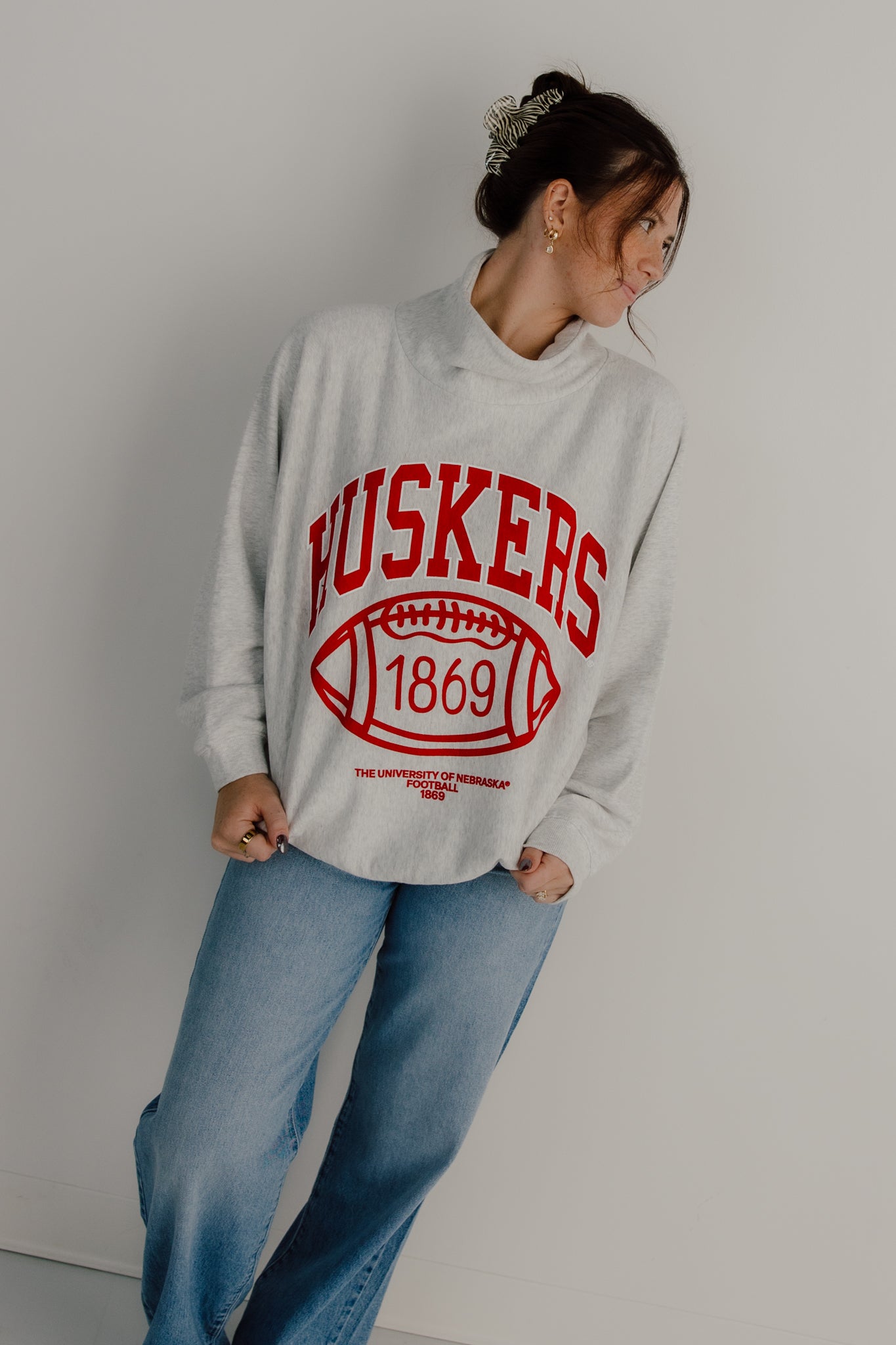 Nebraska Huskers Campus Roll Neck Sweatshirt