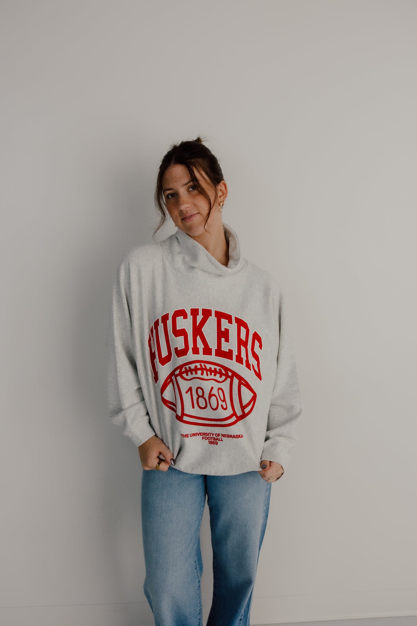 Nebraska Huskers Campus Roll Neck Sweatshirt