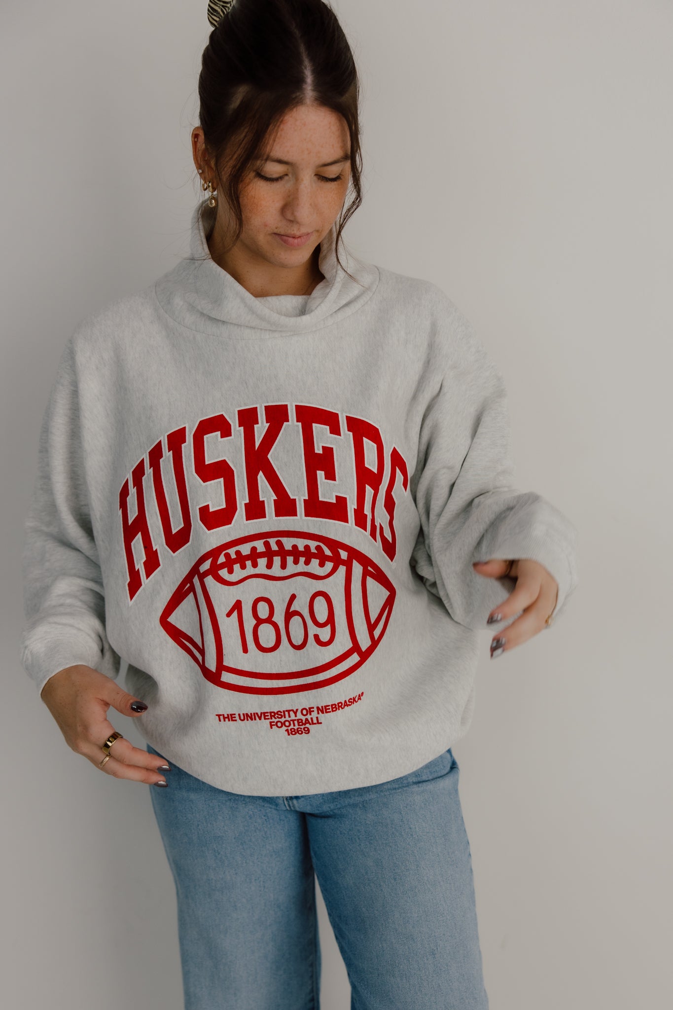 Nebraska Huskers Campus Roll Neck Sweatshirt