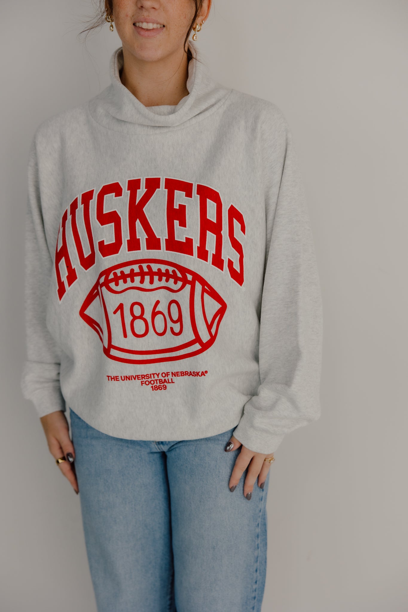 Nebraska Huskers Campus Roll Neck Sweatshirt