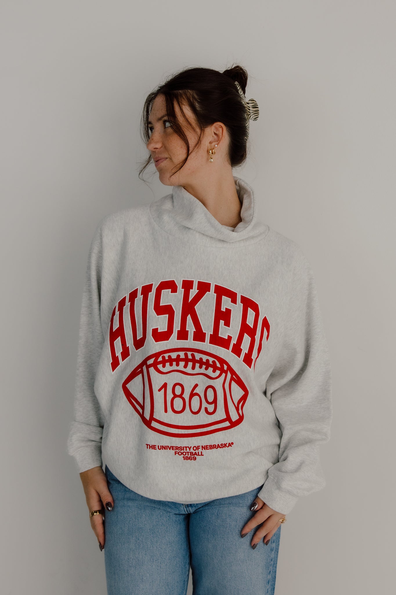 Nebraska Huskers Campus Roll Neck Sweatshirt