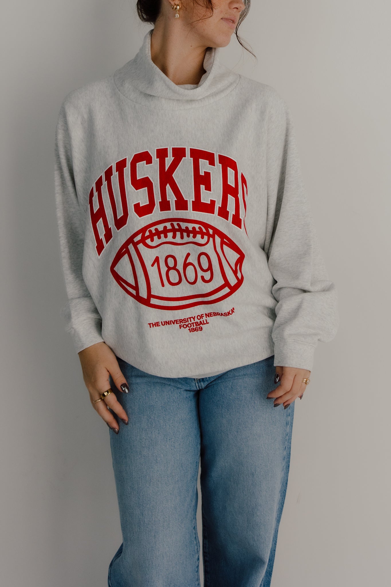 Nebraska Huskers Campus Roll Neck Sweatshirt