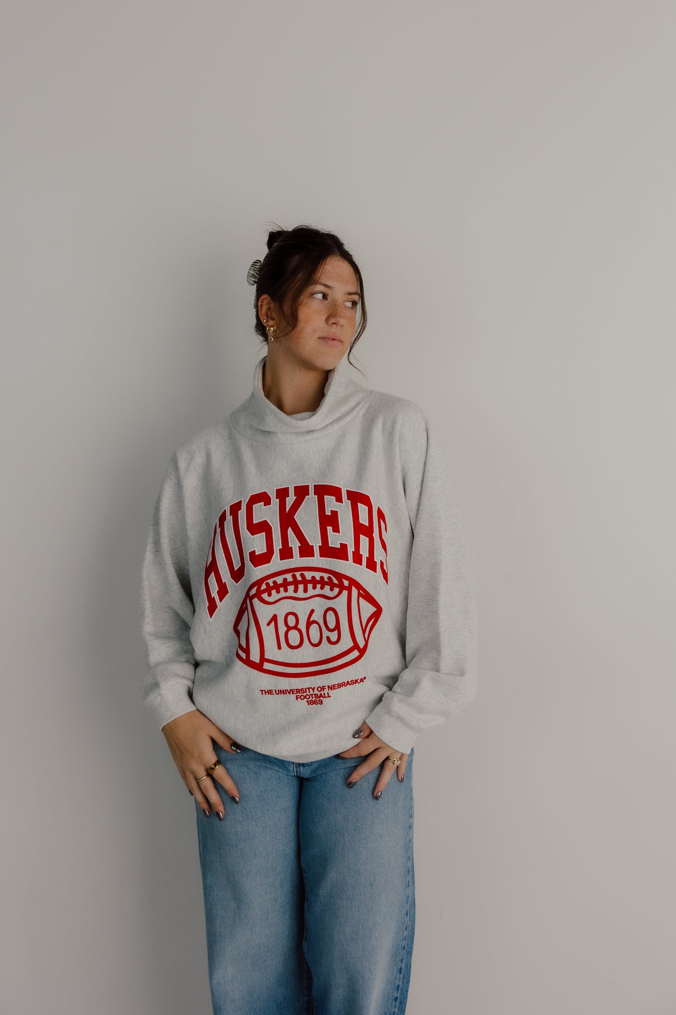 Nebraska Huskers Campus Roll Neck Sweatshirt