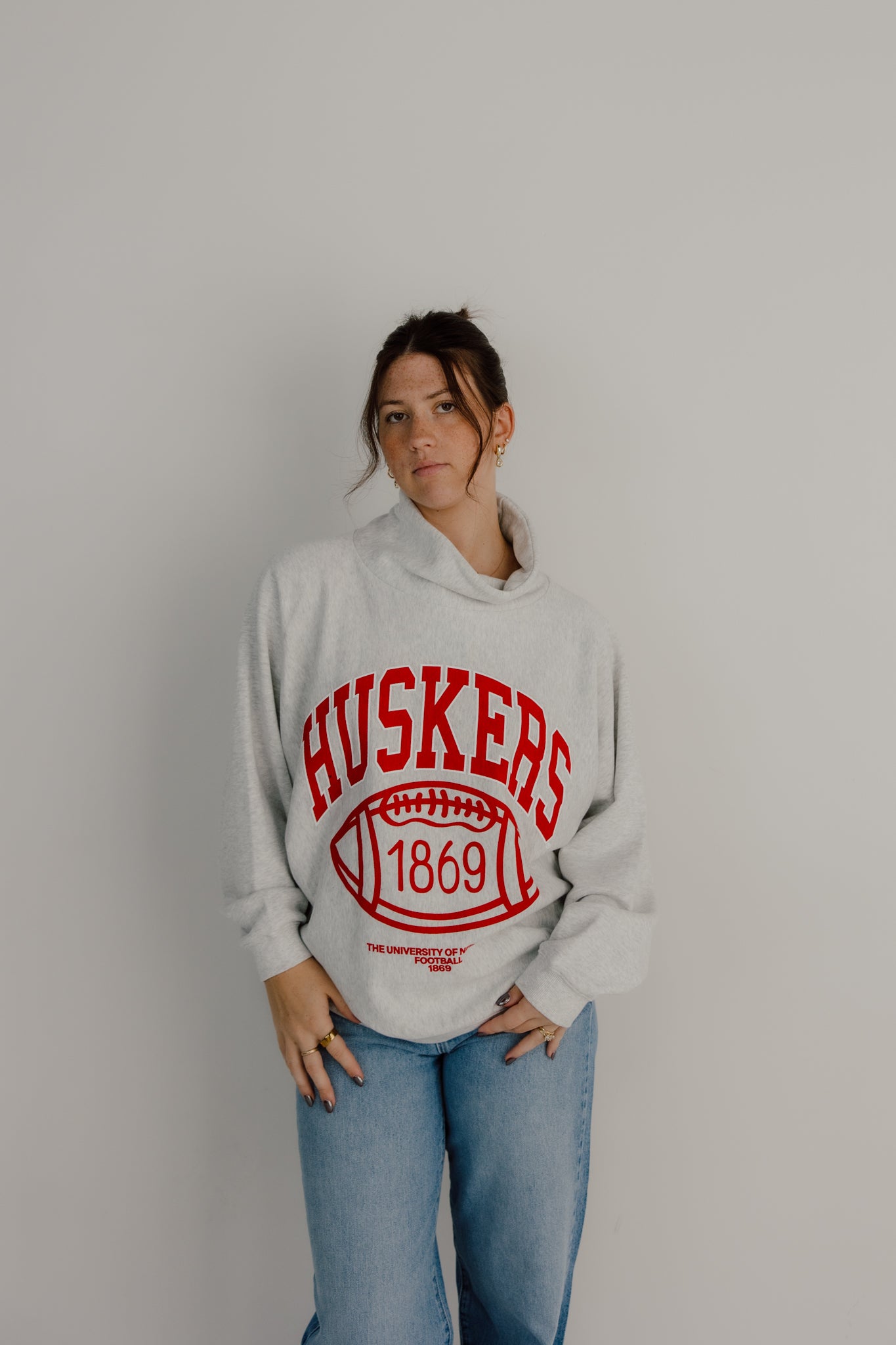 Nebraska Huskers Campus Roll Neck Sweatshirt