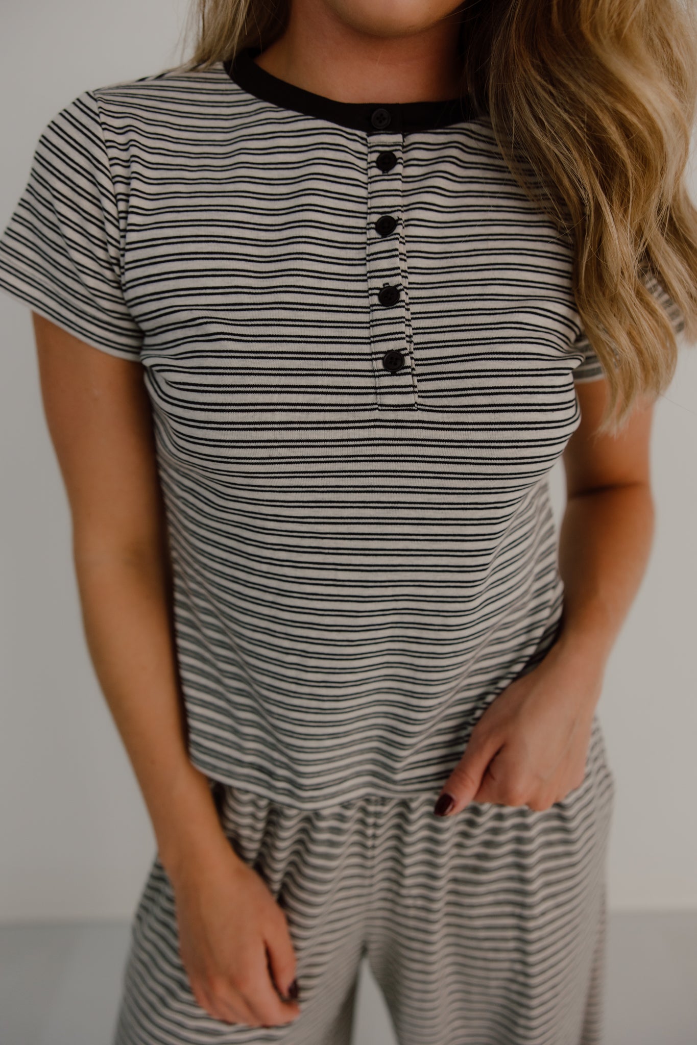 Merlot Striped Tee | Stone
