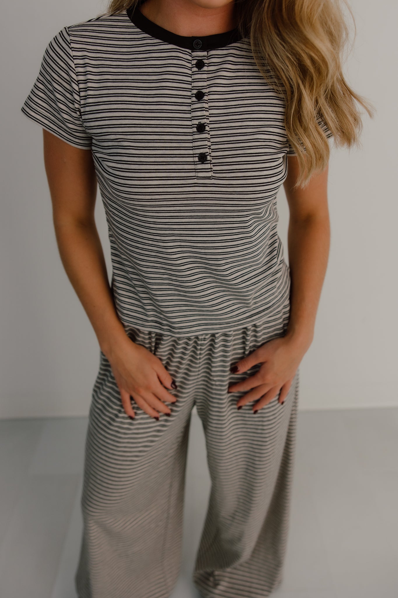 Merlot Striped Tee | Stone